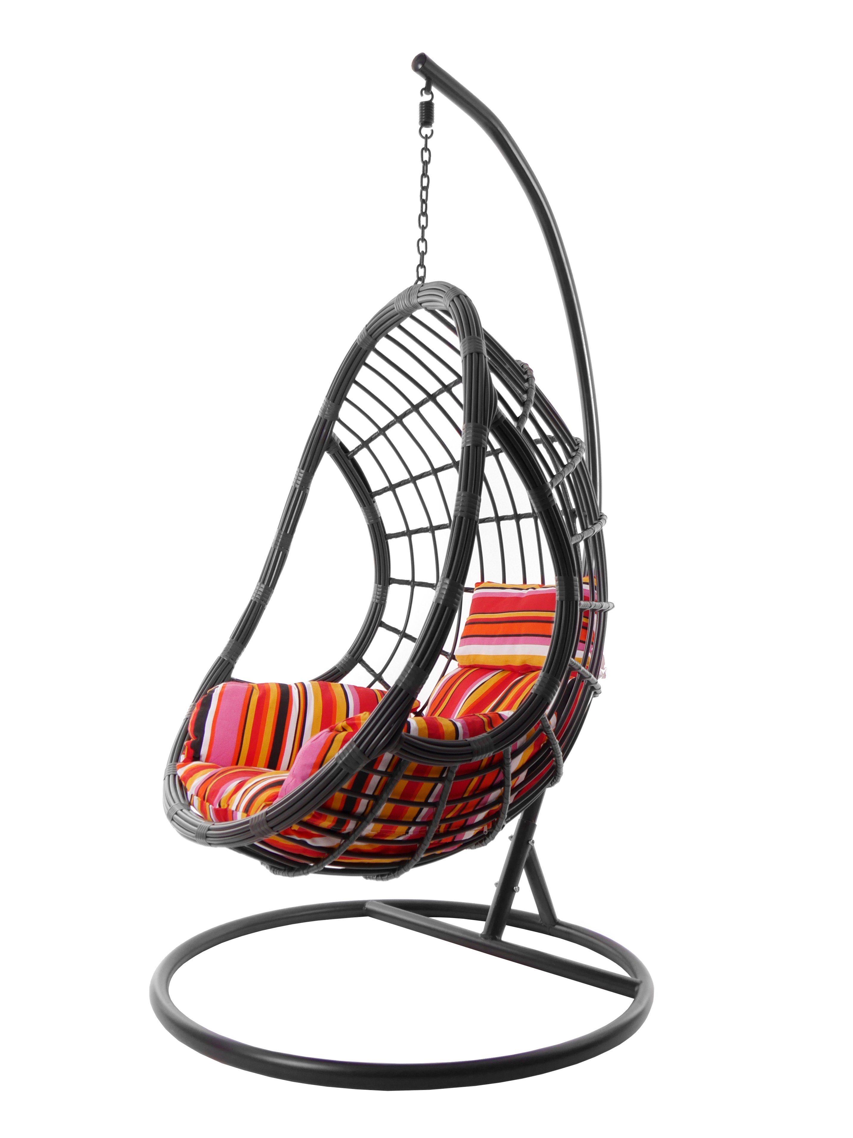 KIDEO Hängesessel Hängesessel PALMANOVA grau, moderne Loungemöbel, Hängestuhl in grau, inklusive Gestell und Kissen