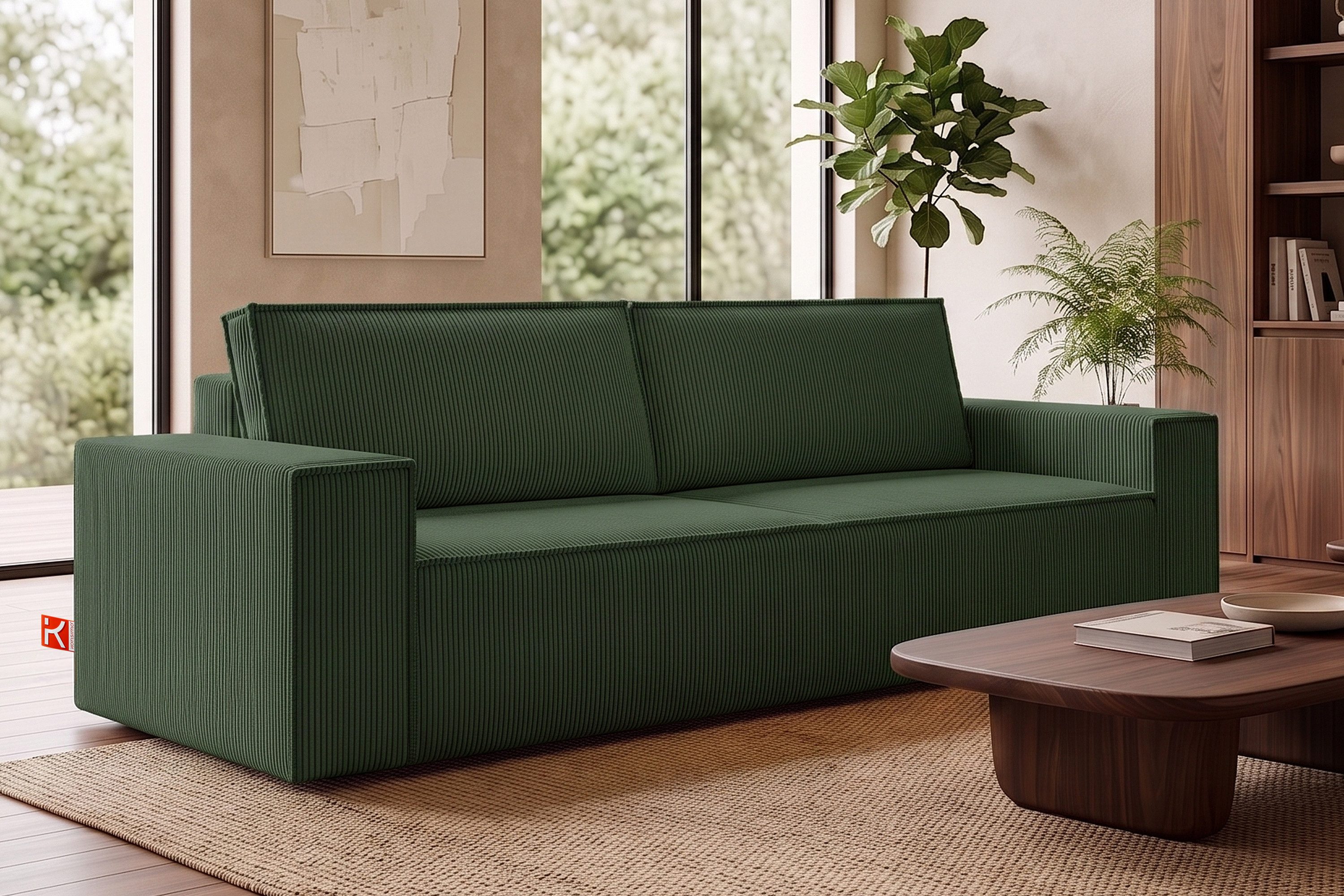 KONSIMO® 3-Sitzer NAPI Sofa mit Schlaffunktion & massivem Gestell, hergestellt in der EU, Couch für Dauerschläfer, mit Wellenunterfederung, Großer Bettkasten