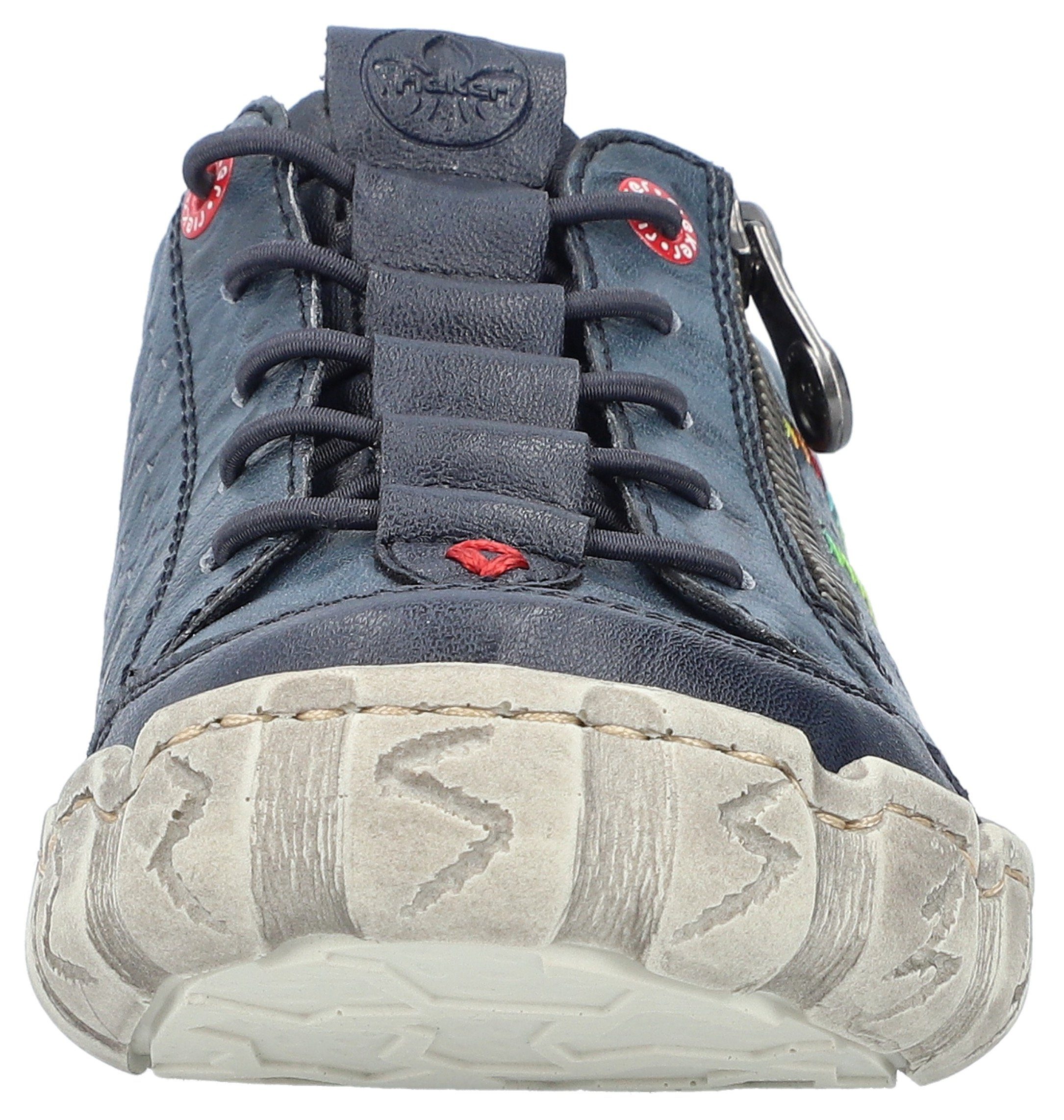 Rieker Sneaker Freizeitschuh, Halbschuh, Schlupfschuh, mit bunter Ziernaht