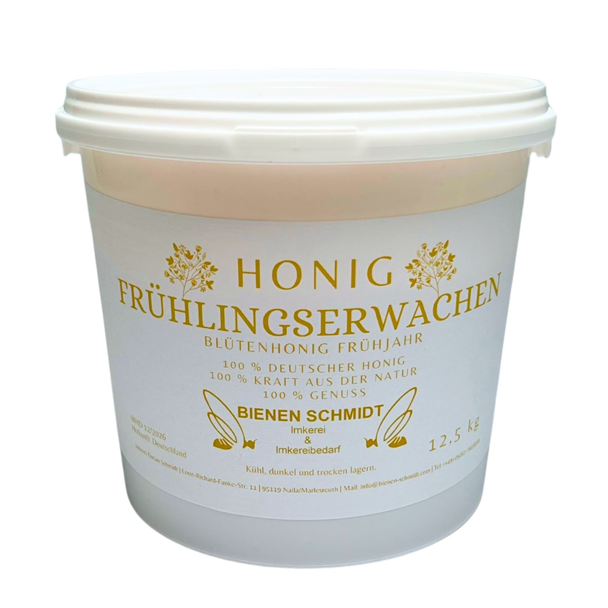 BIENEN SCHMIDT Honig "FRÜHLINGSERWACHEN" verschiedene Größen, 1 x 2500 g, (2,5 kg Vorrats Eimer), Frühjahrshonig aus Oberfranken, rein und natürlich, deutscher Honig