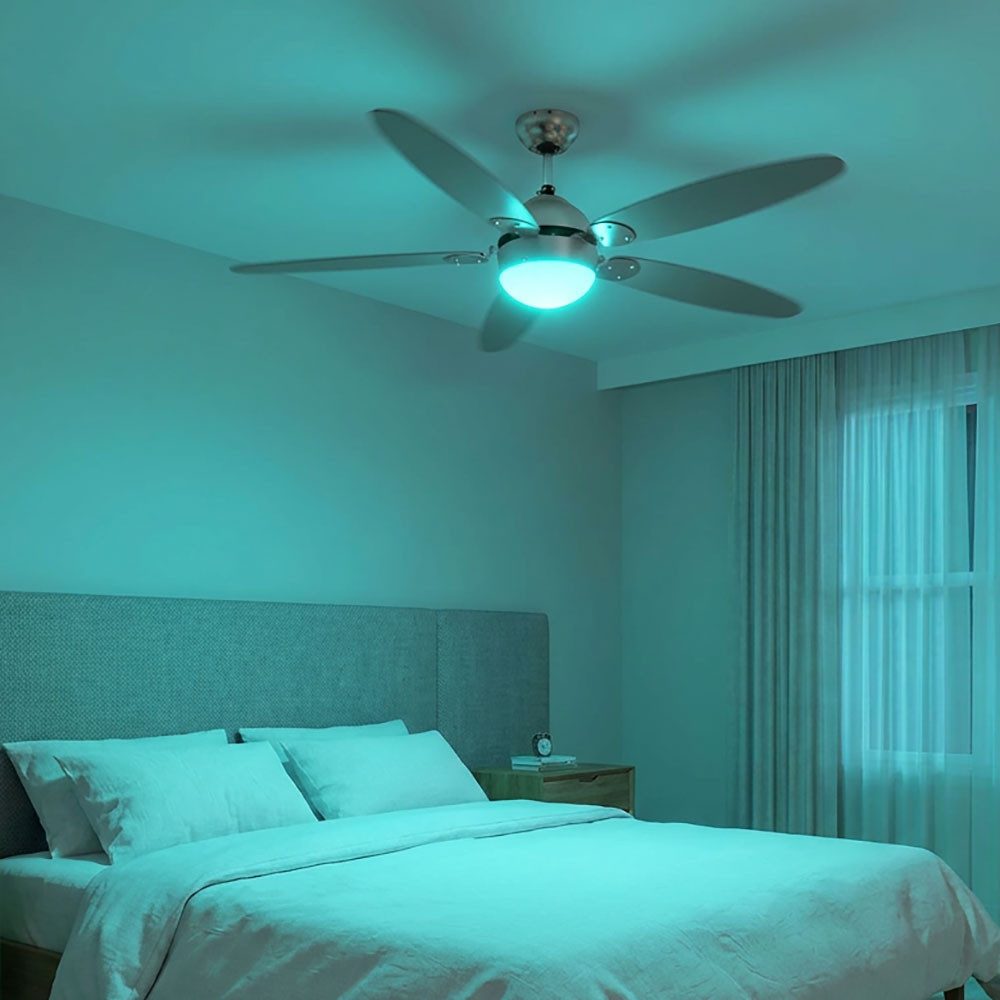 GLOBO LIGHTING Deckenventilator, LED Deckenventilator Metall Silber Dimmbar Farbwechsler D 132 cm