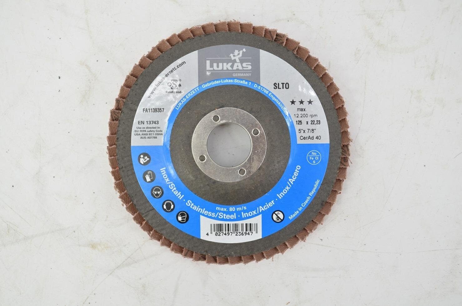 LUKAS-ERZETT Fächerschleifer LUKAS KLINGENSCHLEIFSCHEIBE 125mm P 40 SLTR KERAMIK