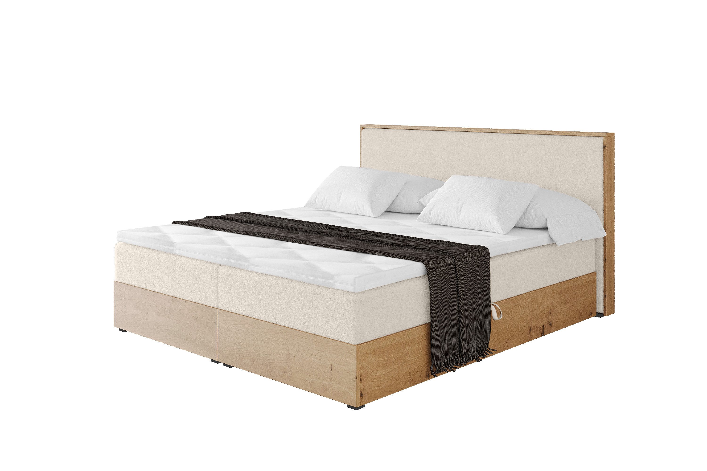 ALTDECOR Boxbett LOLLI9 (Multipocket-Matratze H4, H3 Matratze Bonellfederung, Topper, Kopfteil)