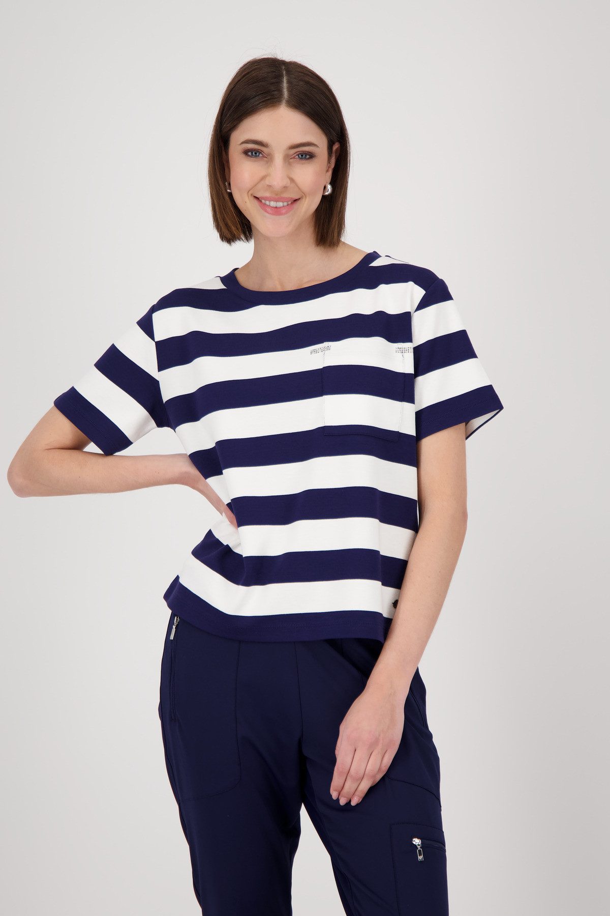 Monari Sweatshirt Sweatshirt Blockringel Mit Rundhalsausschnitt günstig online kaufen