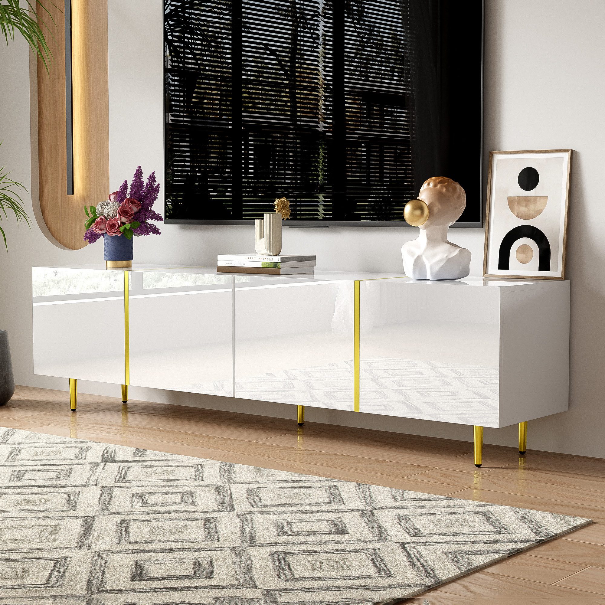 STILVORA Sideboard Lowboard Hochglanz-TV-Schrank Fernsehschrank mit günstig online kaufen