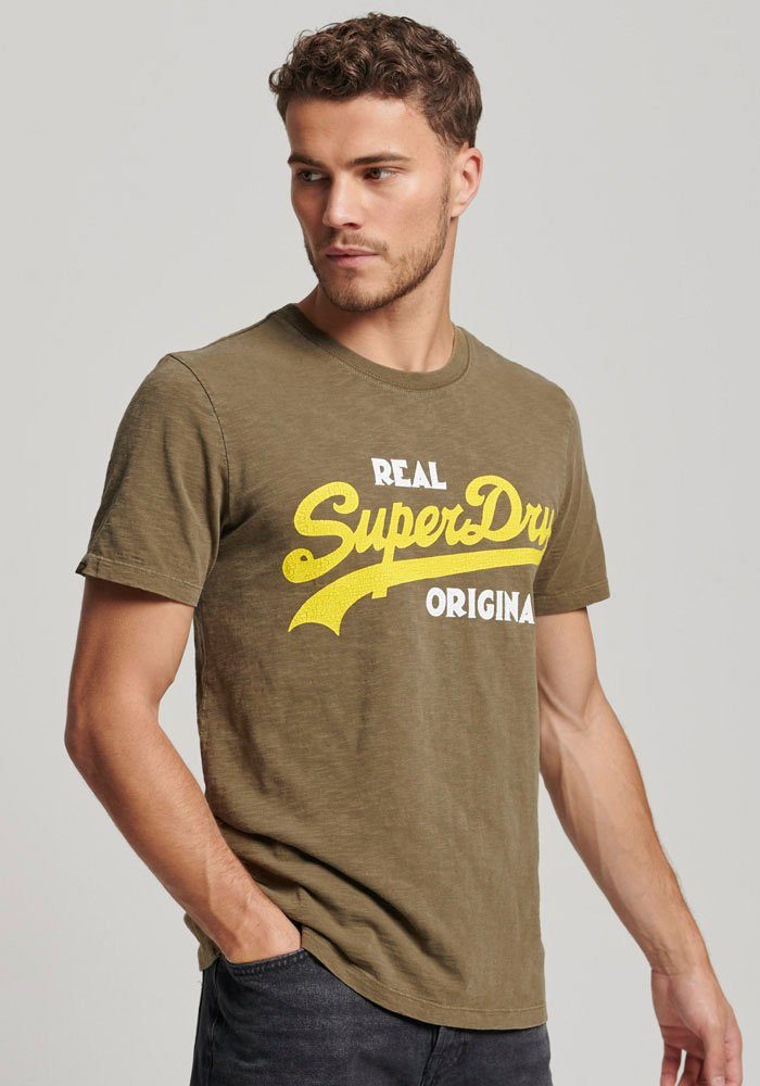 Superdry Rundhalsshirt VINTAGE VL REAL ORIG OD TEE Dark Olive Slub | T-Shirts