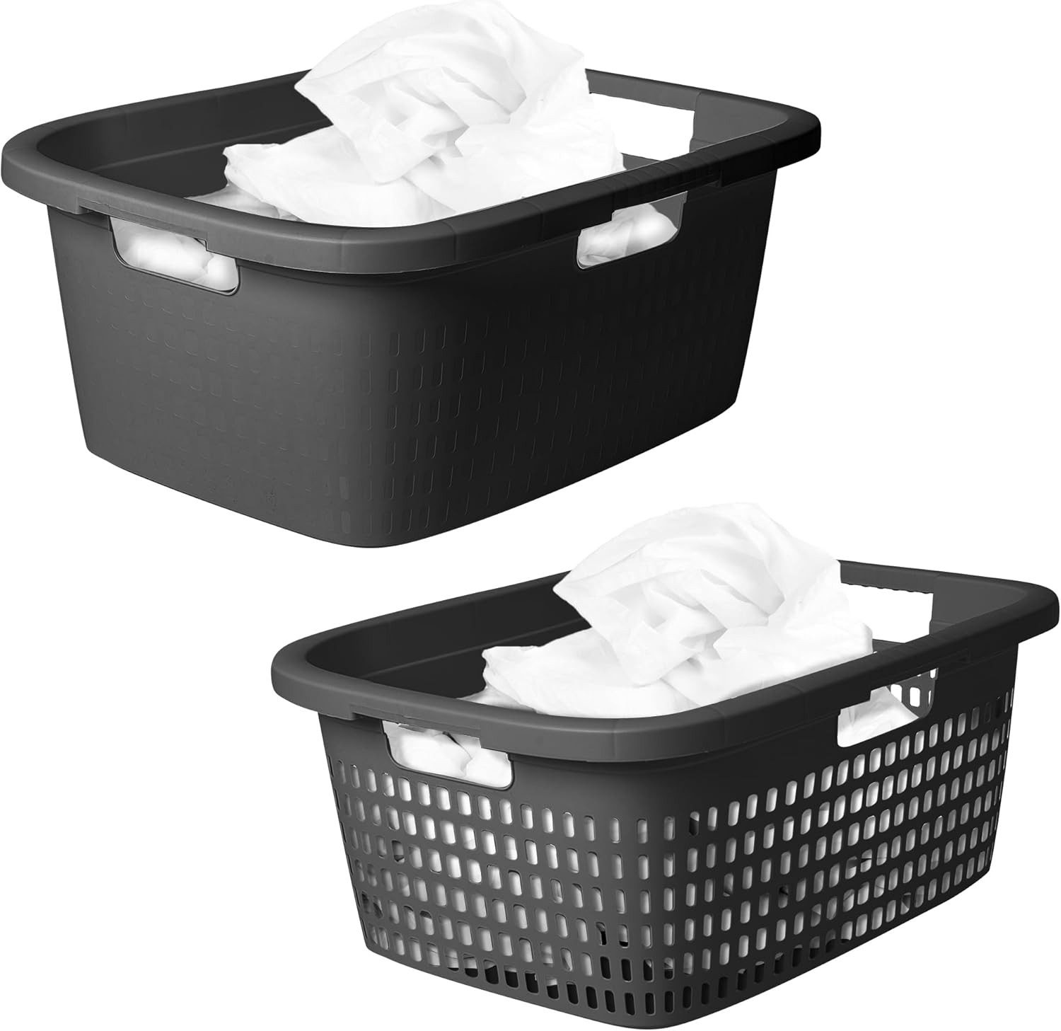 Novaliv Wäschekorb 31042-31044-1x (2 St), Novaliv Wäschekorb 25L + Wäschewanne 25L, Wäschebox Set Wäscheeimer Wä