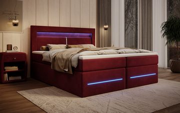 Luxusbetten24 Boxspringbett Minera, mit LED, USB und Stauraum