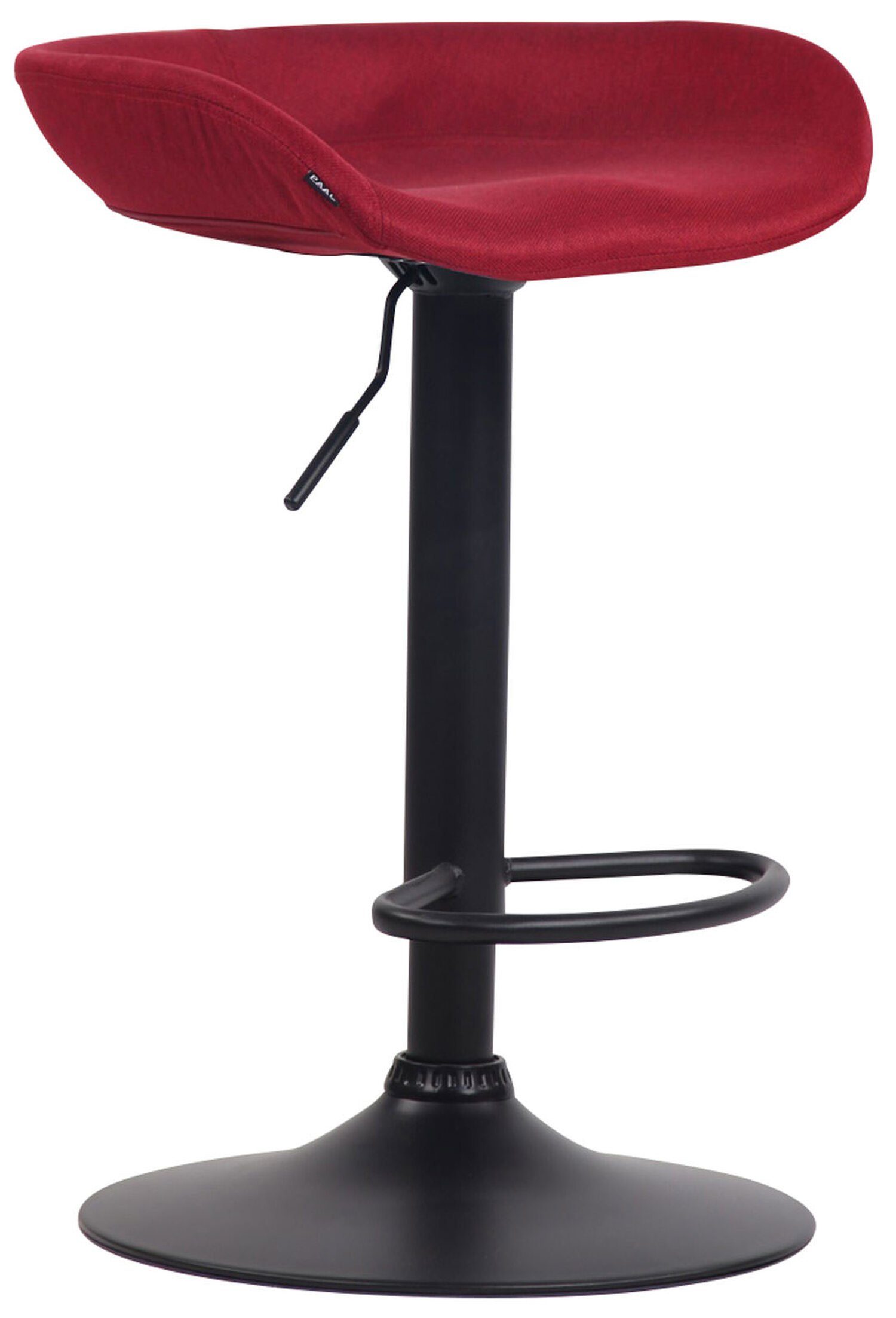 TPFLiving Barhocker Anna mit angenehmer Fußstütze (Barstuhl Hocker für Theke & Küche - 360° drehbar und höhenverstellbar), Gestell Metall schwarz - Sitzfläche: Stoff Rot