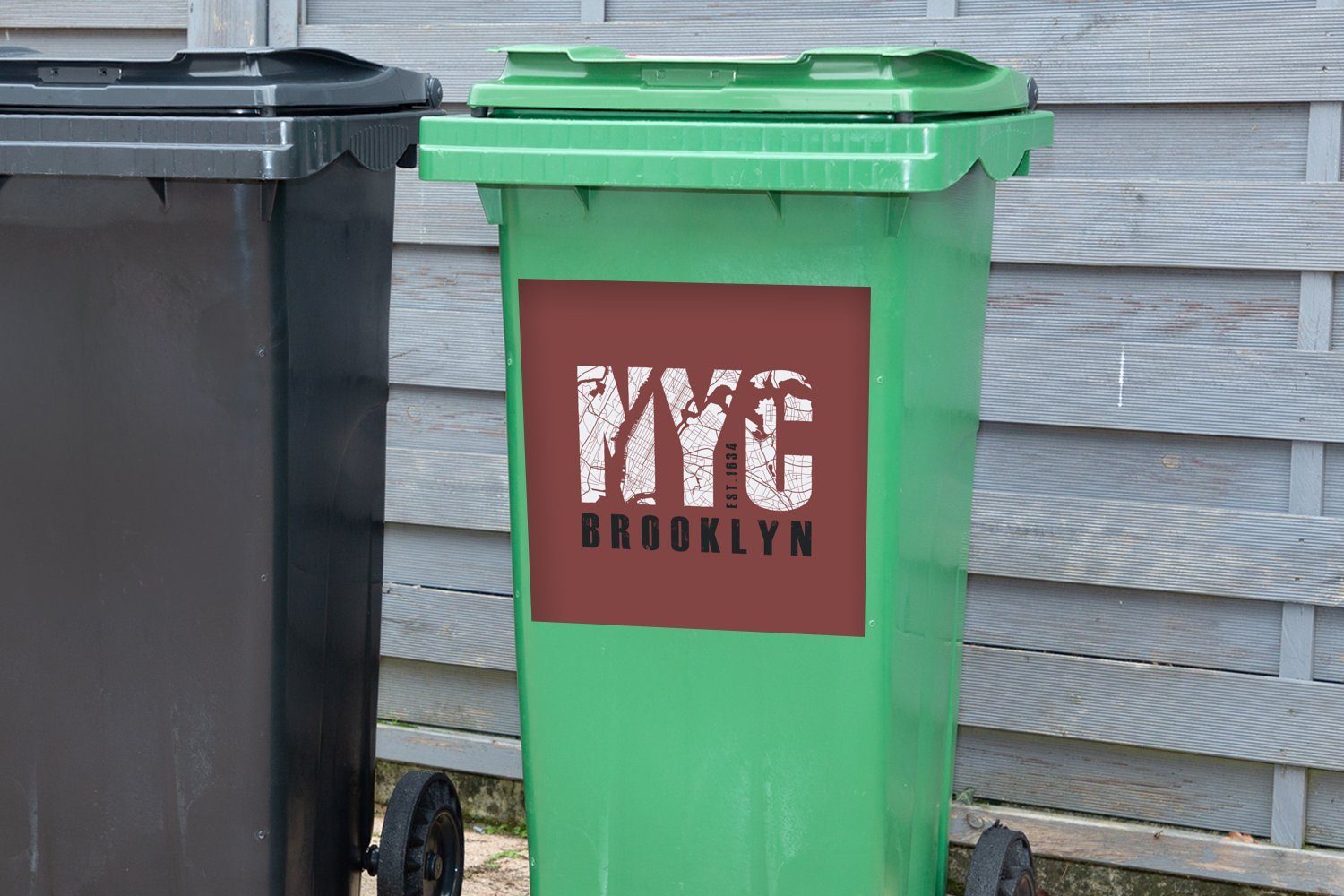 Sticker, Abfalbehälter Container, Mülltonne, Wandsticker Karte York MuchoWow New (1 - Rot Mülleimer-aufkleber, St), -