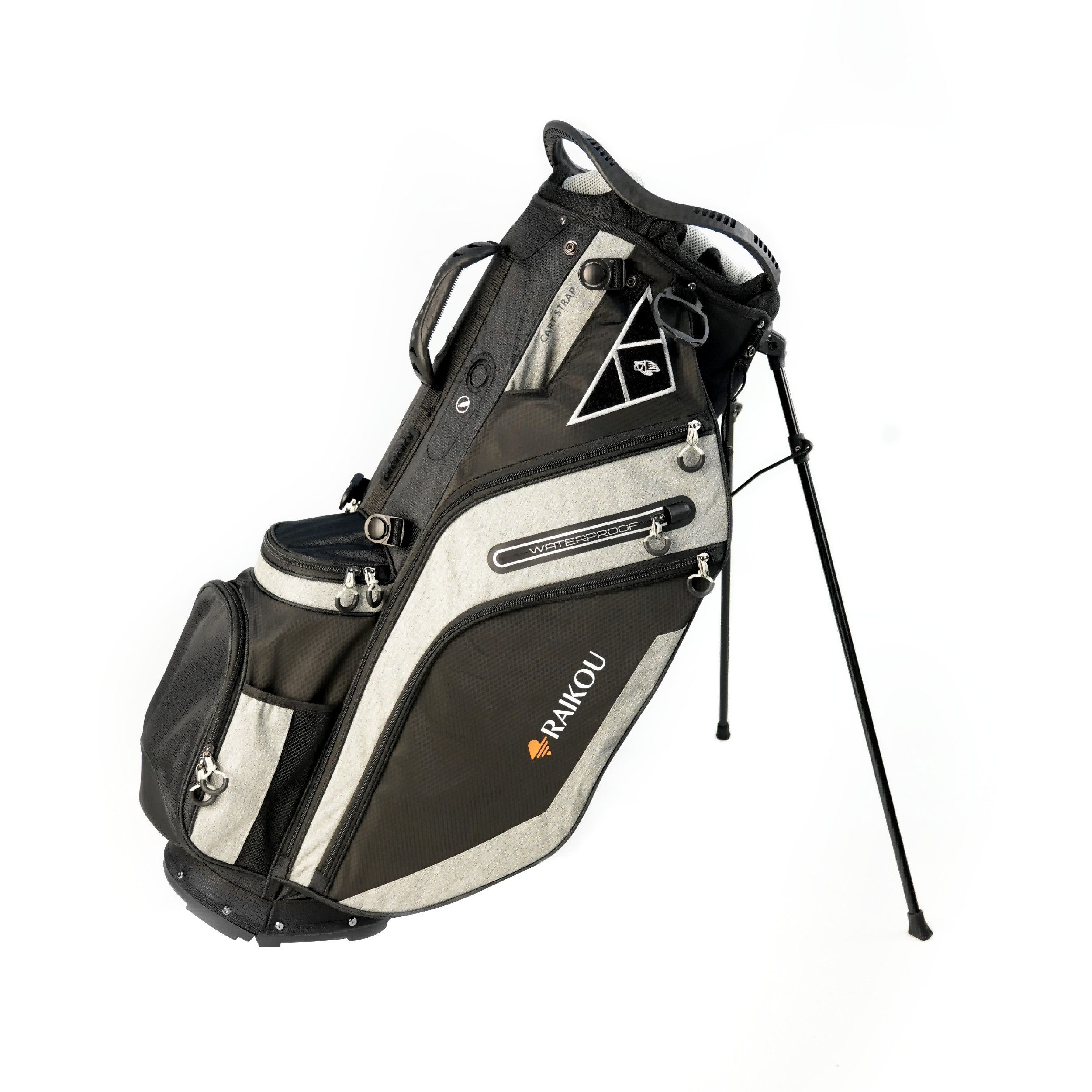 RAIKOU Golfballtasche Golf Standbag mit 14-fach Organizer, wasserabweisende 9 Taschen (mit Staubschutzhaube), Schuhfach, leicht & stabil, Schwarz/Grau,Blau