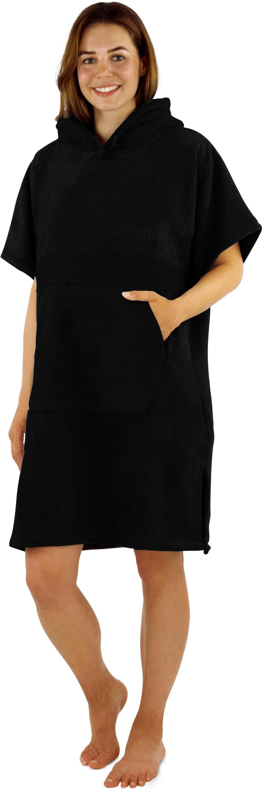 normani Badeponcho Damen Badeponcho, Midilänge, Baumwolle, Kapuze, Schlupf, Badehandtuch aus 100 % saugstarker Baumwolle