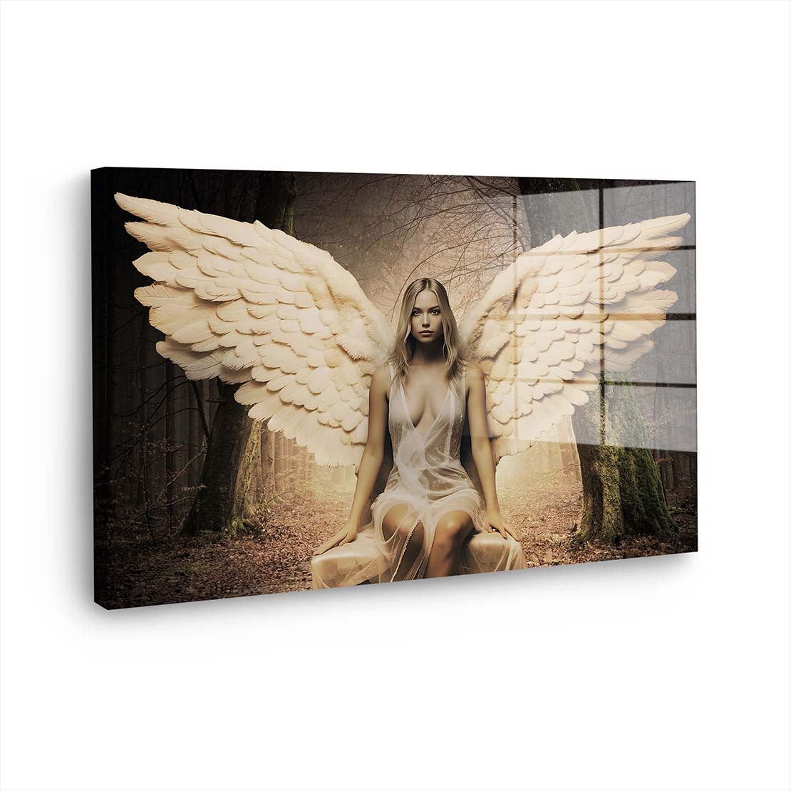 Artedinoi Acrylglasbild Wunderschöne Frau als Engel Acrylglas Wandbild Bild Wanddeko Wohnzimme