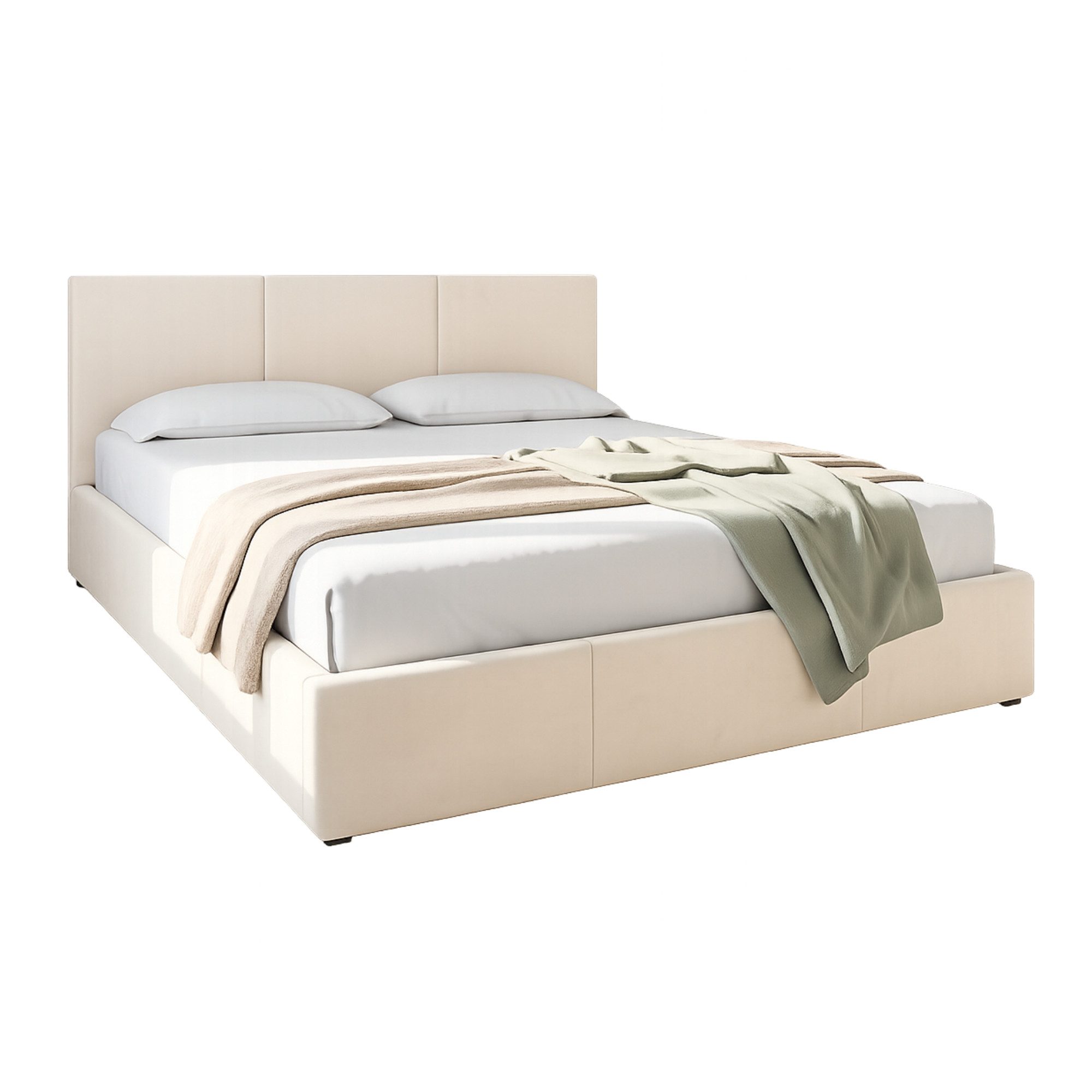 Home Collective Polsterbett Bett Doppelbett Bettgestell mit Lattenrost & Stauraum, mehrere Größen (Größen: 120x200 140x200 160x200 180x200, samtweicher Veloursstoff, in Europa hergestellt), Bettkasten, flexibler Lattenrost mit Härtegradeinstellung Creme