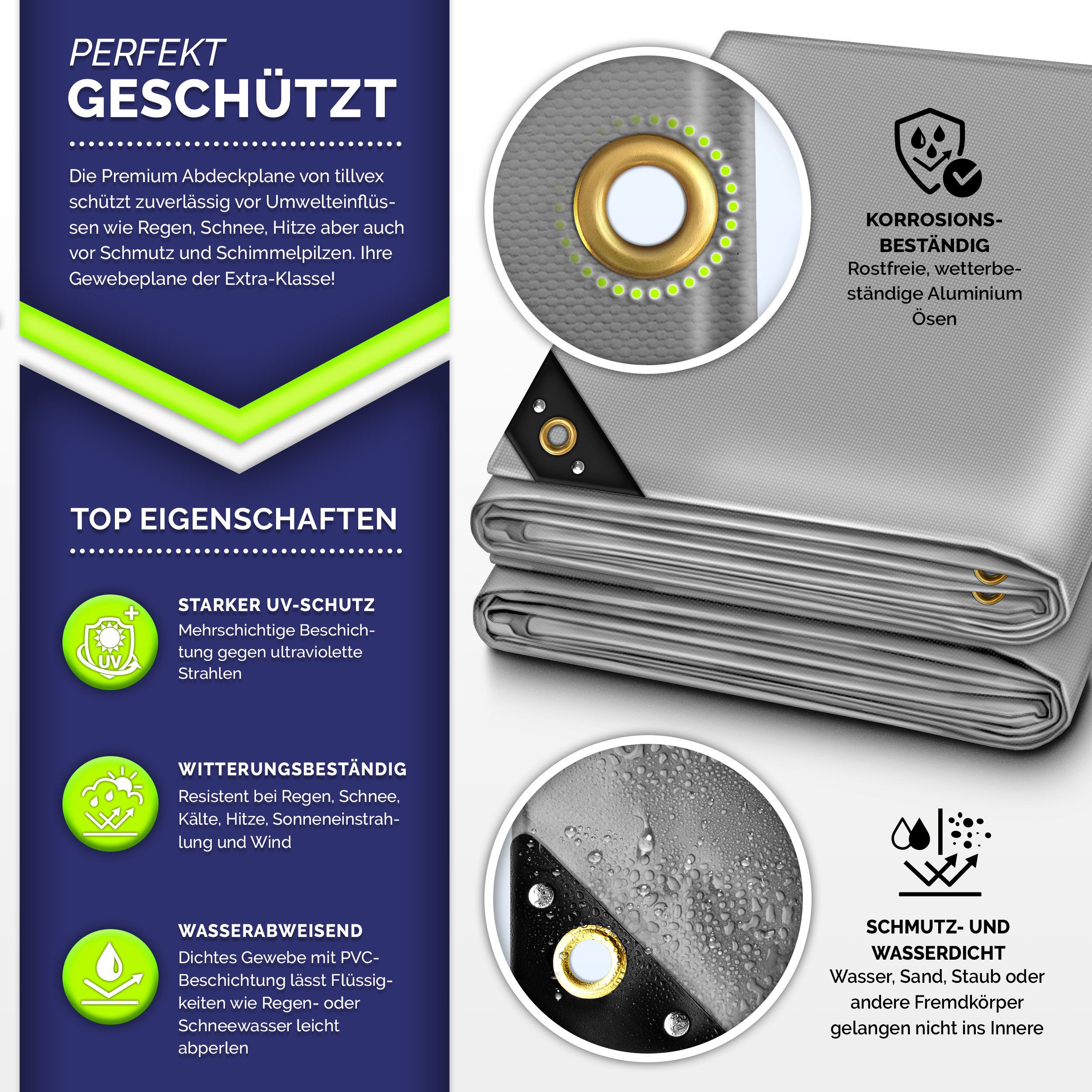 tillvex Schutzplane tillvex® Abdeckplane mit Ösen günstig online kaufen