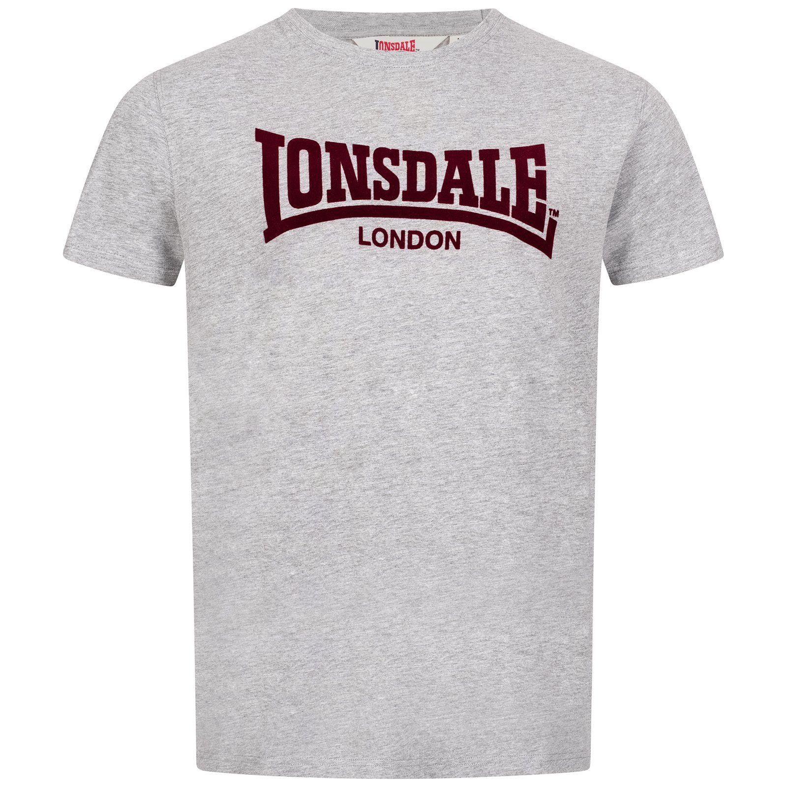 Lonsdale T-Shirt LL008 Marl TONE Grey/Oxblood ONE