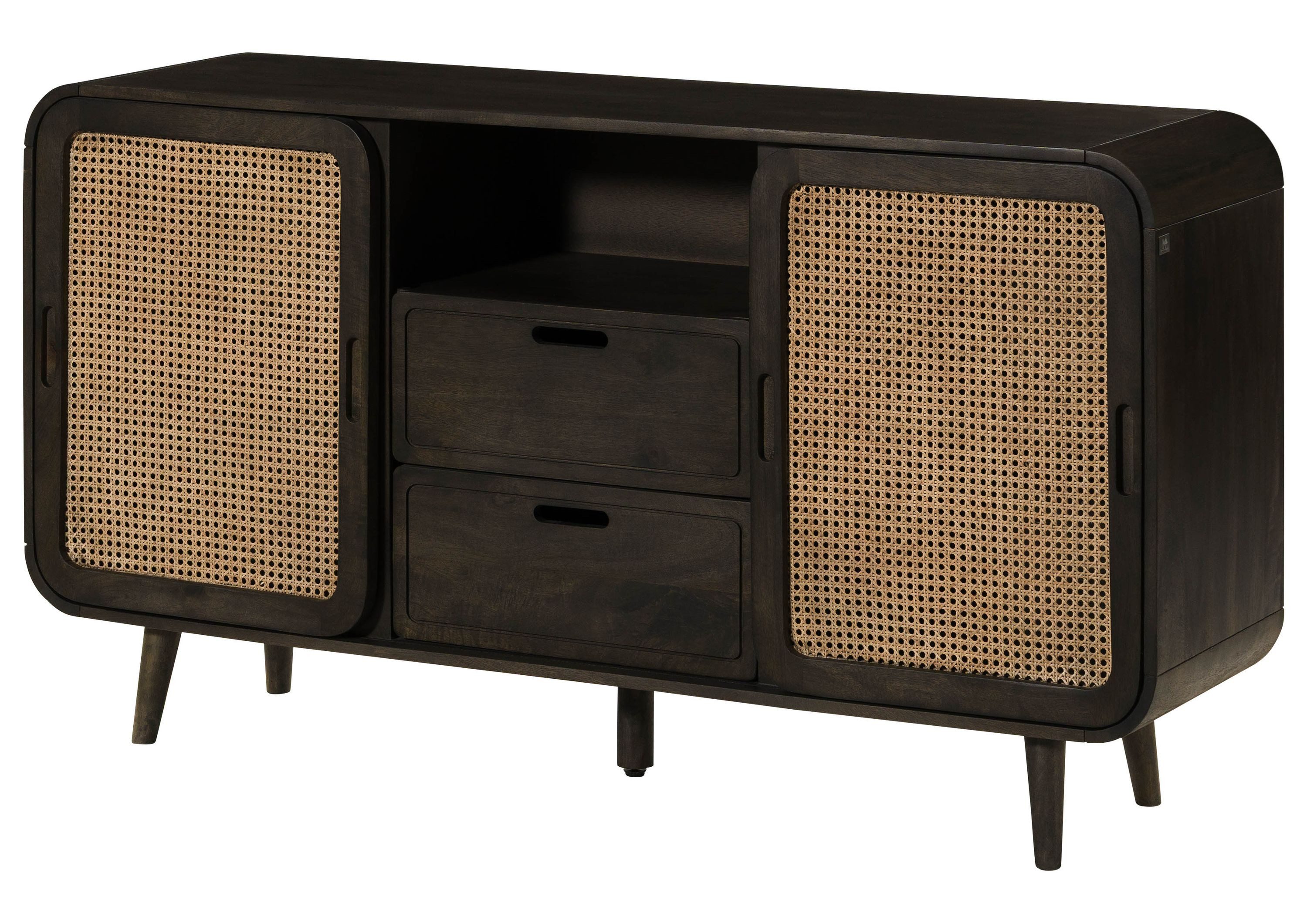 Massivmoebel24 Sideboard VALENCIA (Massivholz), Mango 150x40x80 dunkelgrau lackiert VALENCIA #218