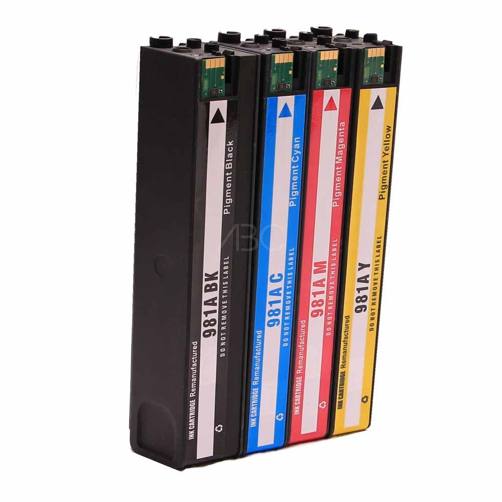 ABC Tintenpatrone (Kompatibles Set 4x Druckerpatrone für HP 981X Pagewide Enterprise, MFP 580 586 586dn 586dna 586f 586fda 586z 586za 586zae 586zah 587 587)