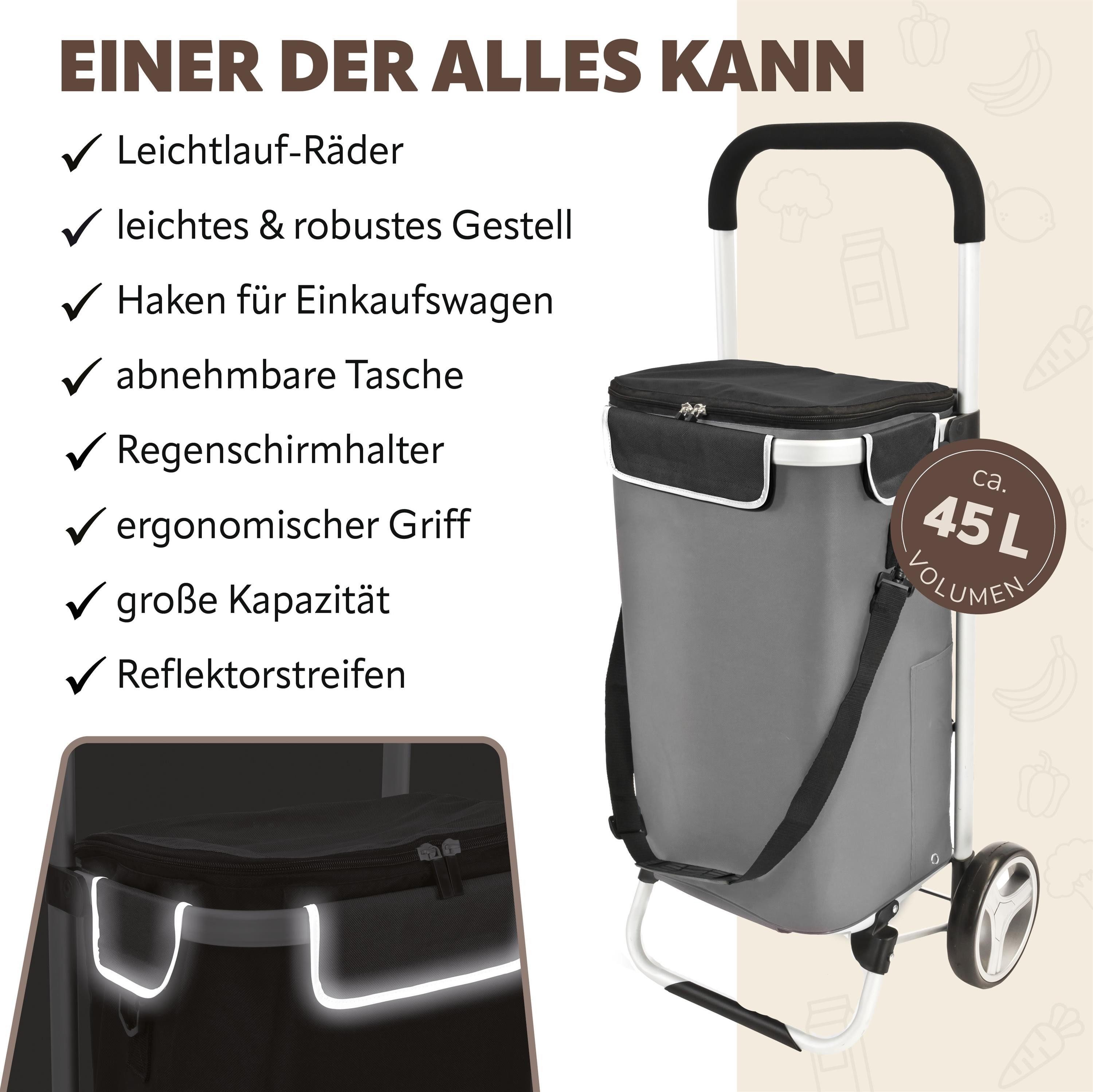 bremermann Einkaufstrolley BRINKUM - 45 L Kapazität, Handwagen, Einkaufswagen in grau, 45 l