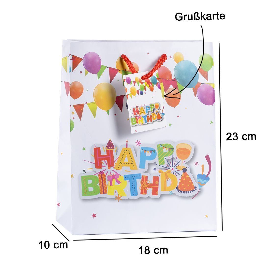 laro Geschenkbox Geschenktüten mit Henkel Medium Geburtstag Happy Birthday 12-96stk (12 St) – Bild 4 von 5