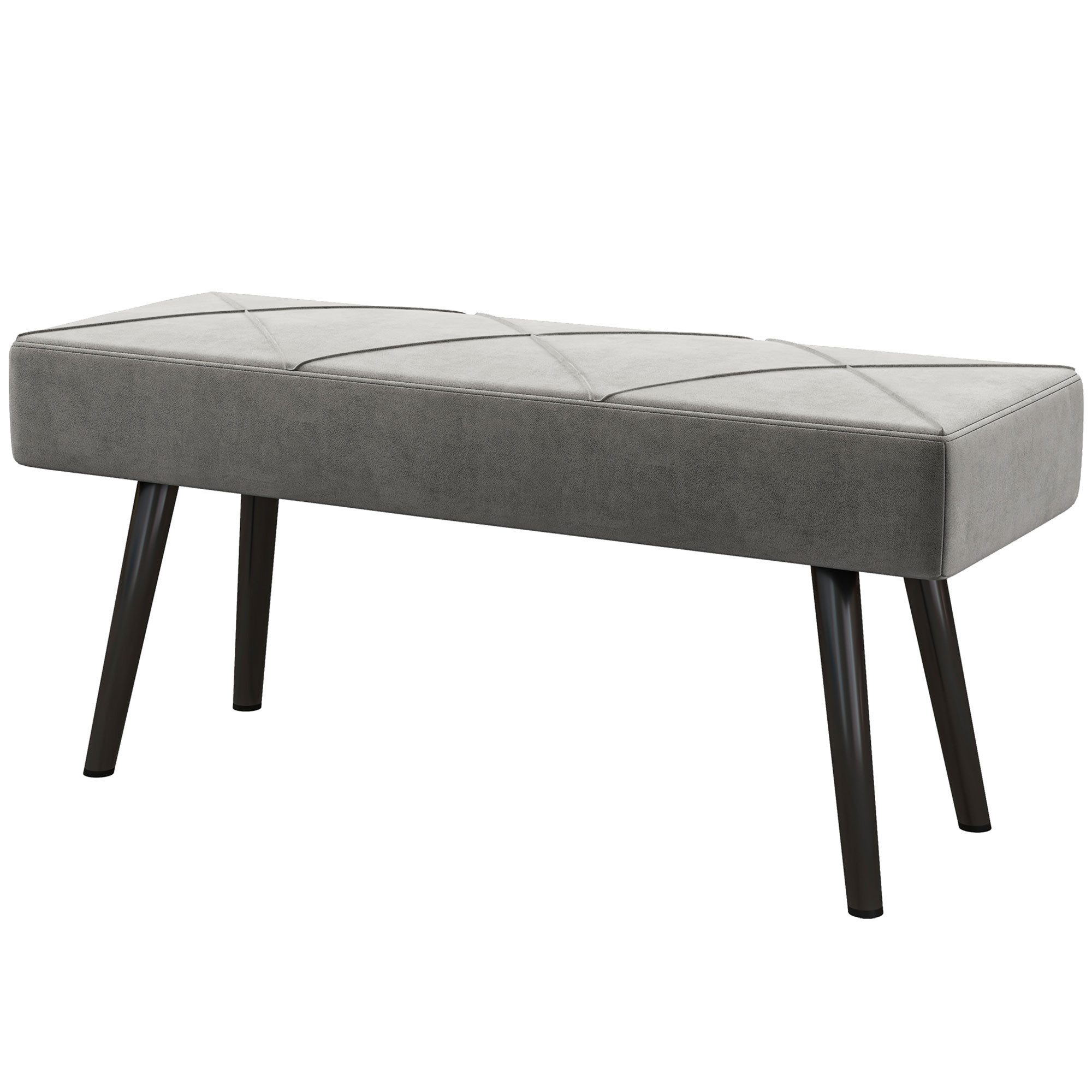 Polsterbank Sitzbank Bettbank 100x36x45 cm Grau Samtoptik