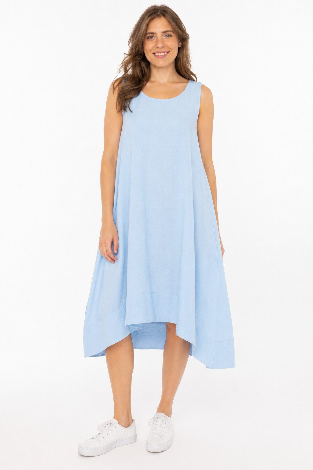 Zwillingsherz Sweatkleid "Uni & Summer" breite Träger, hinten leicht länger, figurumspielend, aus Viskose