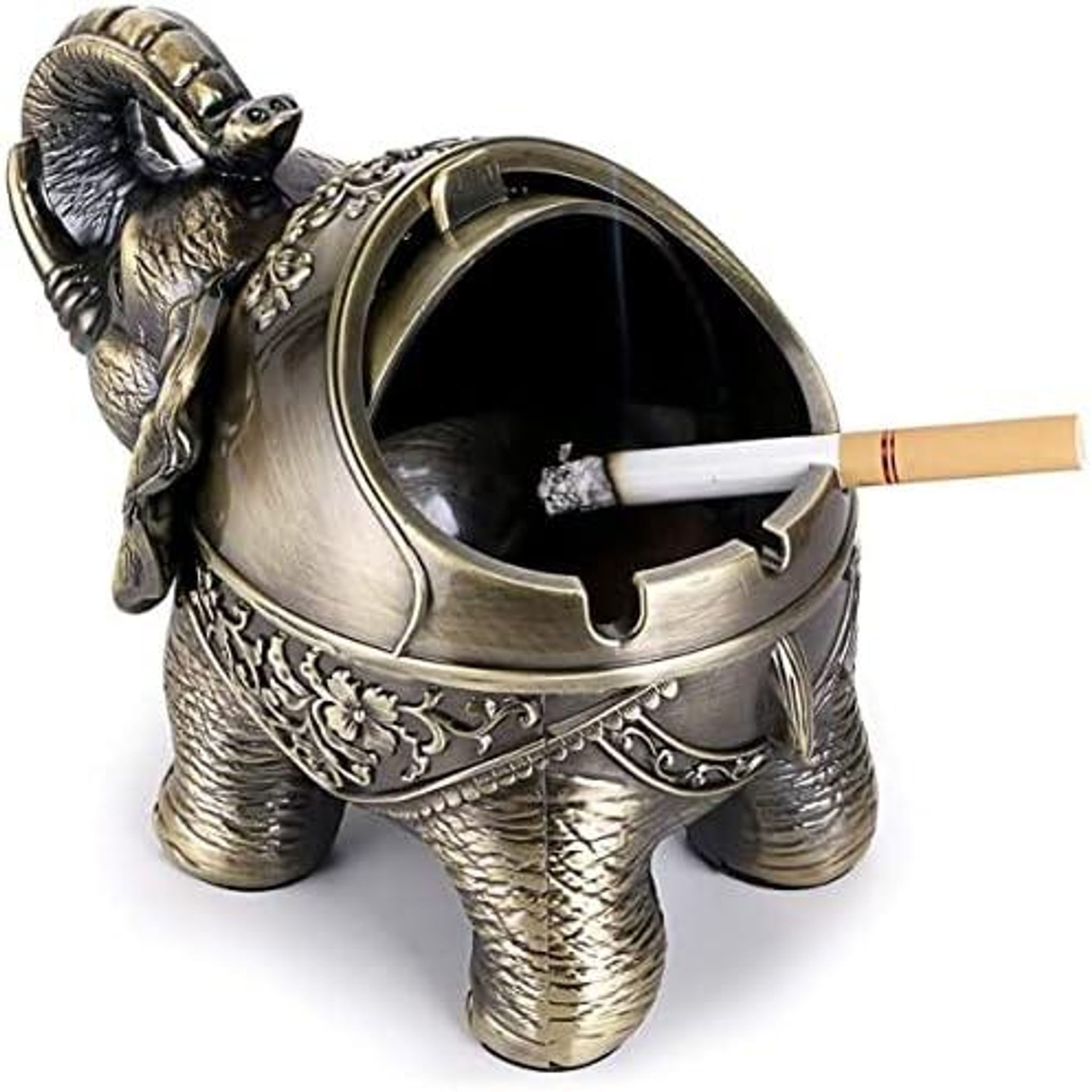 FELIXLEO Aschenbecher Windfester Vintage Elefant Aschenbecher aus Metall mit Deckel
