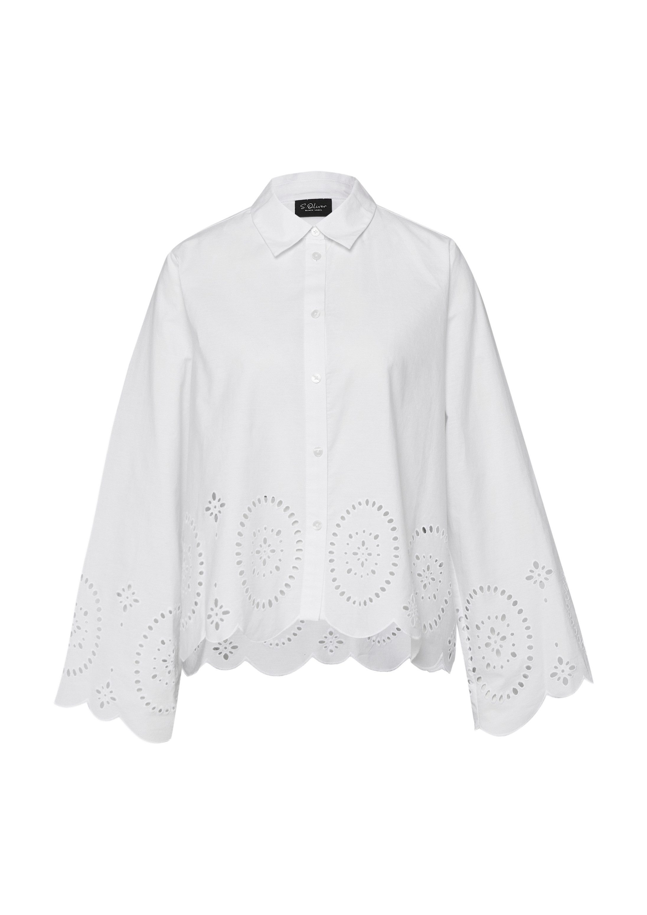 s.Oliver Kurzarmbluse Bluse Popeline-Bluse mit Lochstickerei