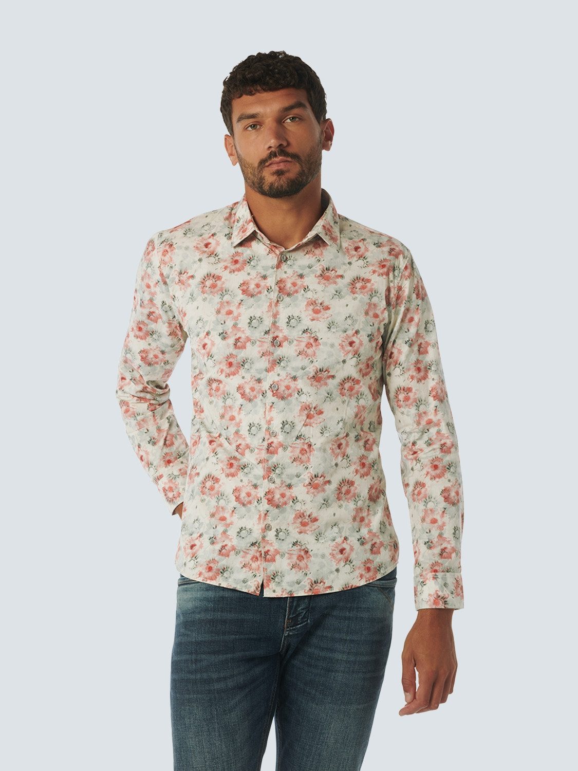 NO EXCESS Langarmshirt Shirt Stretch Allover günstig online kaufen