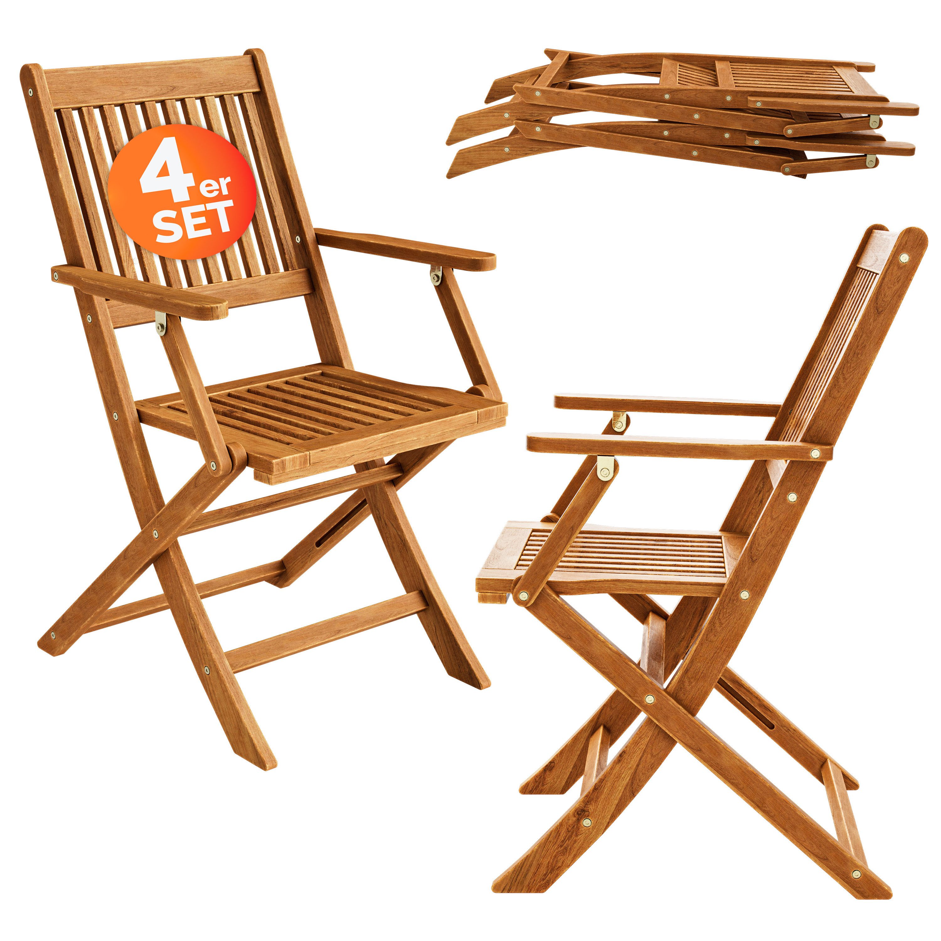 Casaria Gartenstuhl Sydney, Gartenstuhl Holz FSC®-zertifiziert Akazie Klappbar 56x54cm Garten