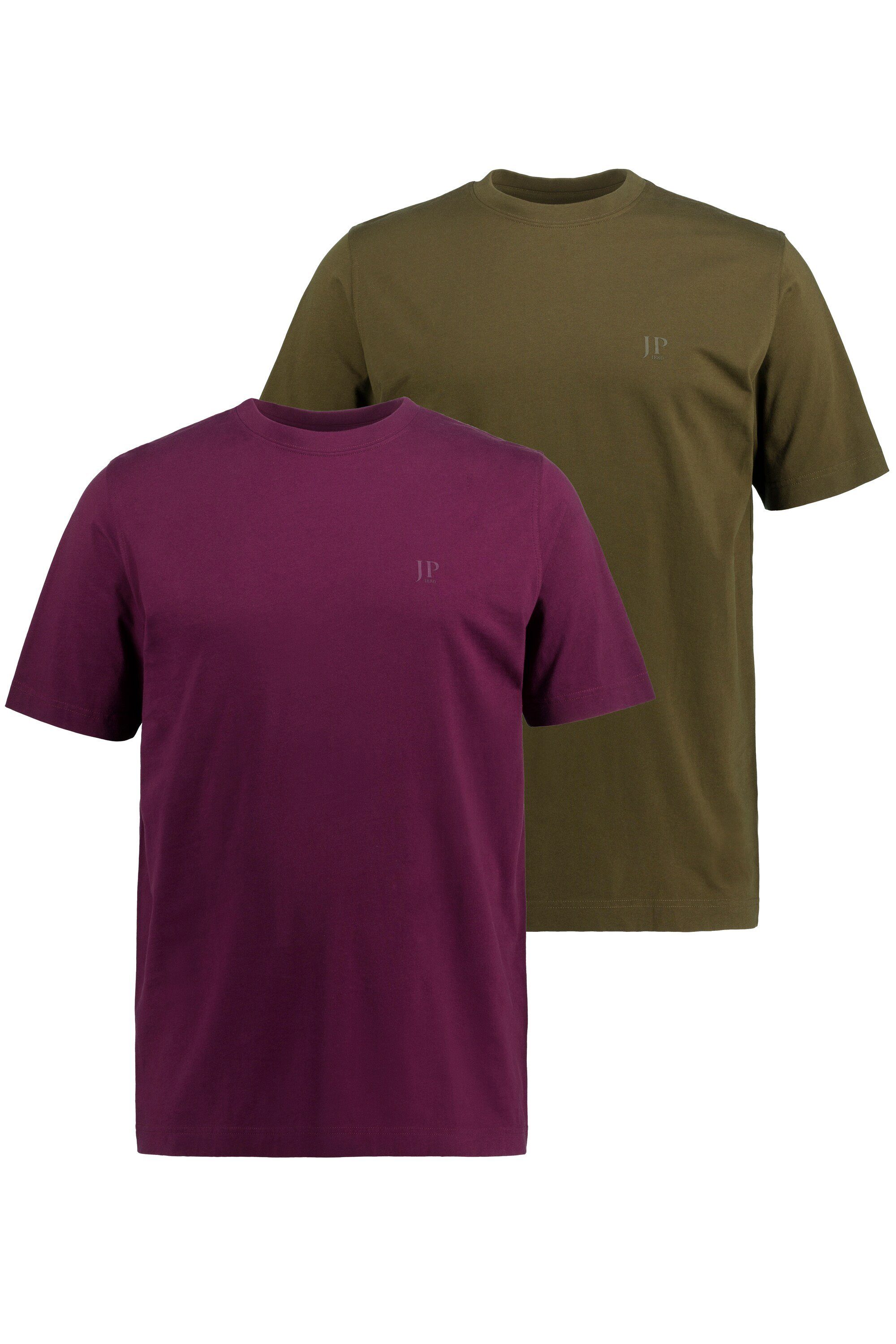 JP1880 T-Shirt T-Shirts Basic 2er-Pack (2-tlg) bis aubergine Rundhals 8XL