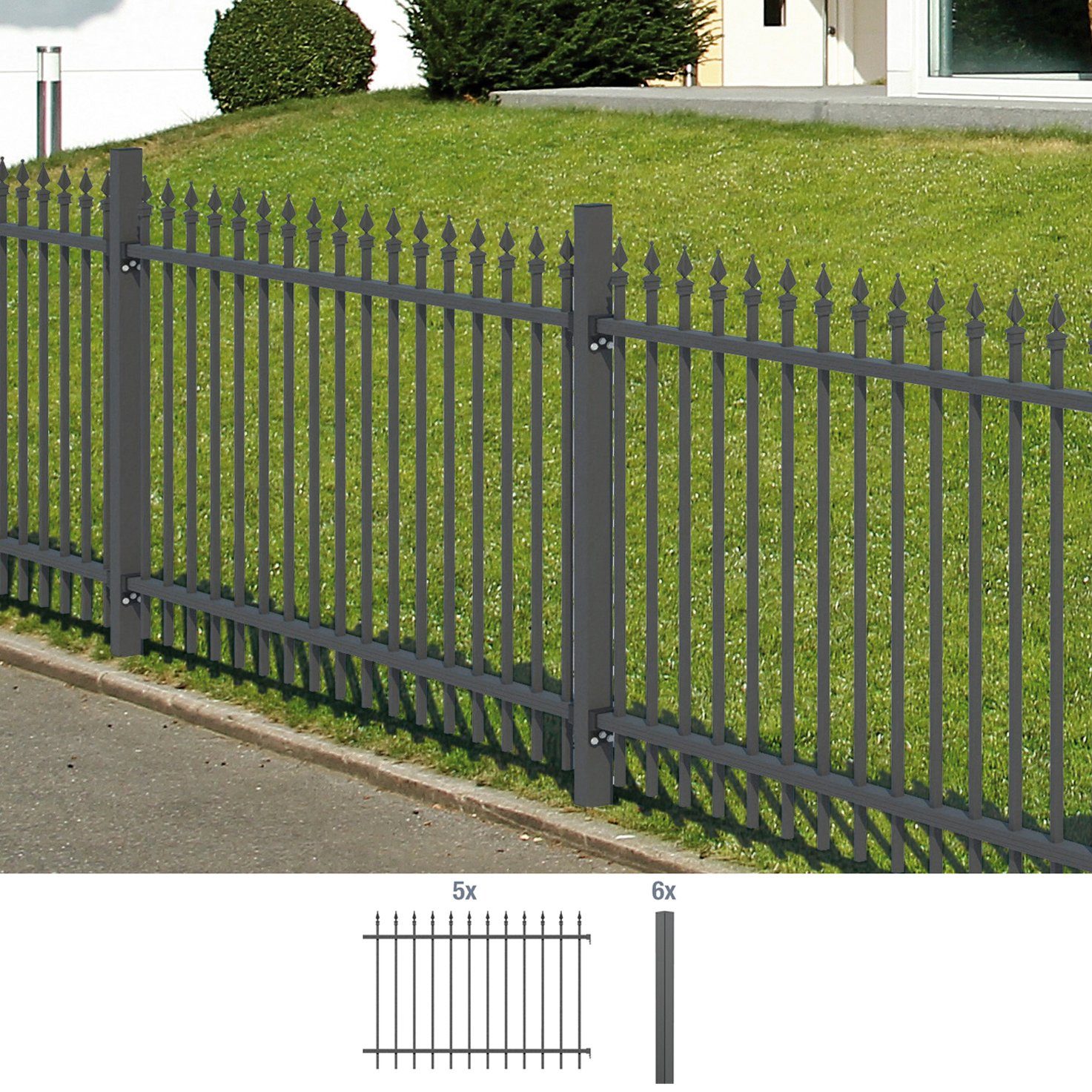 Alberts Metallzaun Chaussee, (Set), Höhe: 100 und 120 cm, Gesamtlänge: 10 m, zum Einbetonieren
