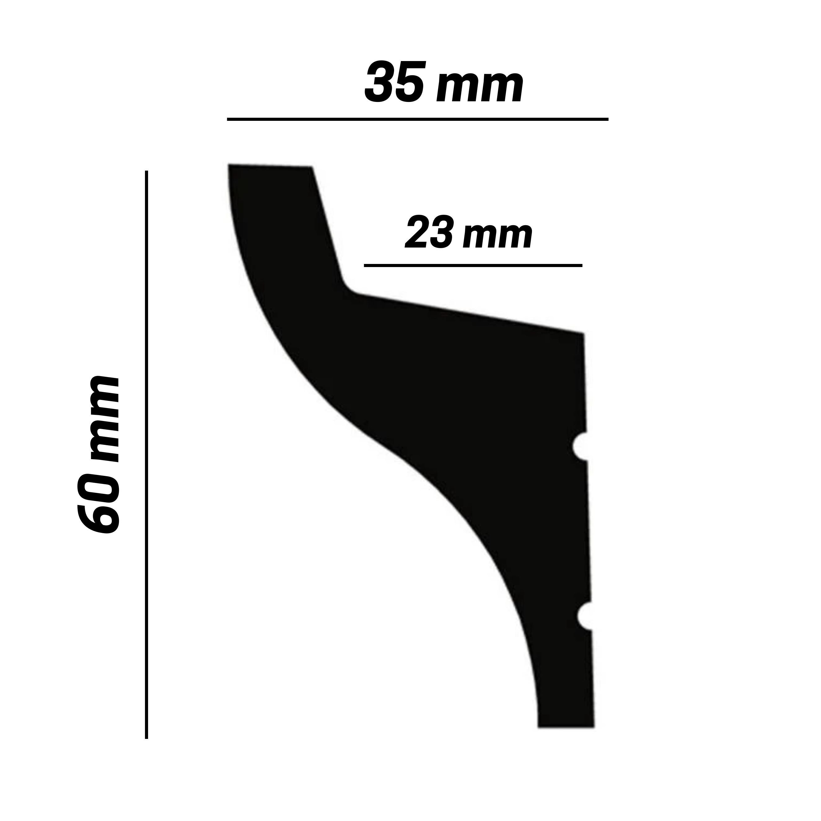PROVISTON Stuckleiste Lichtleiste, 35 x 60 x 2000 mm, moderne Deckenleiste, kleben, schrauben, nageln, Kunststoff, 1-St.