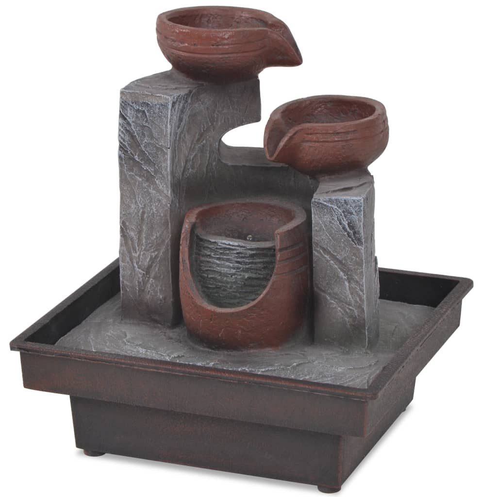 vidaXL Wasserfall Zimmerbrunnen mit LED Polyresin