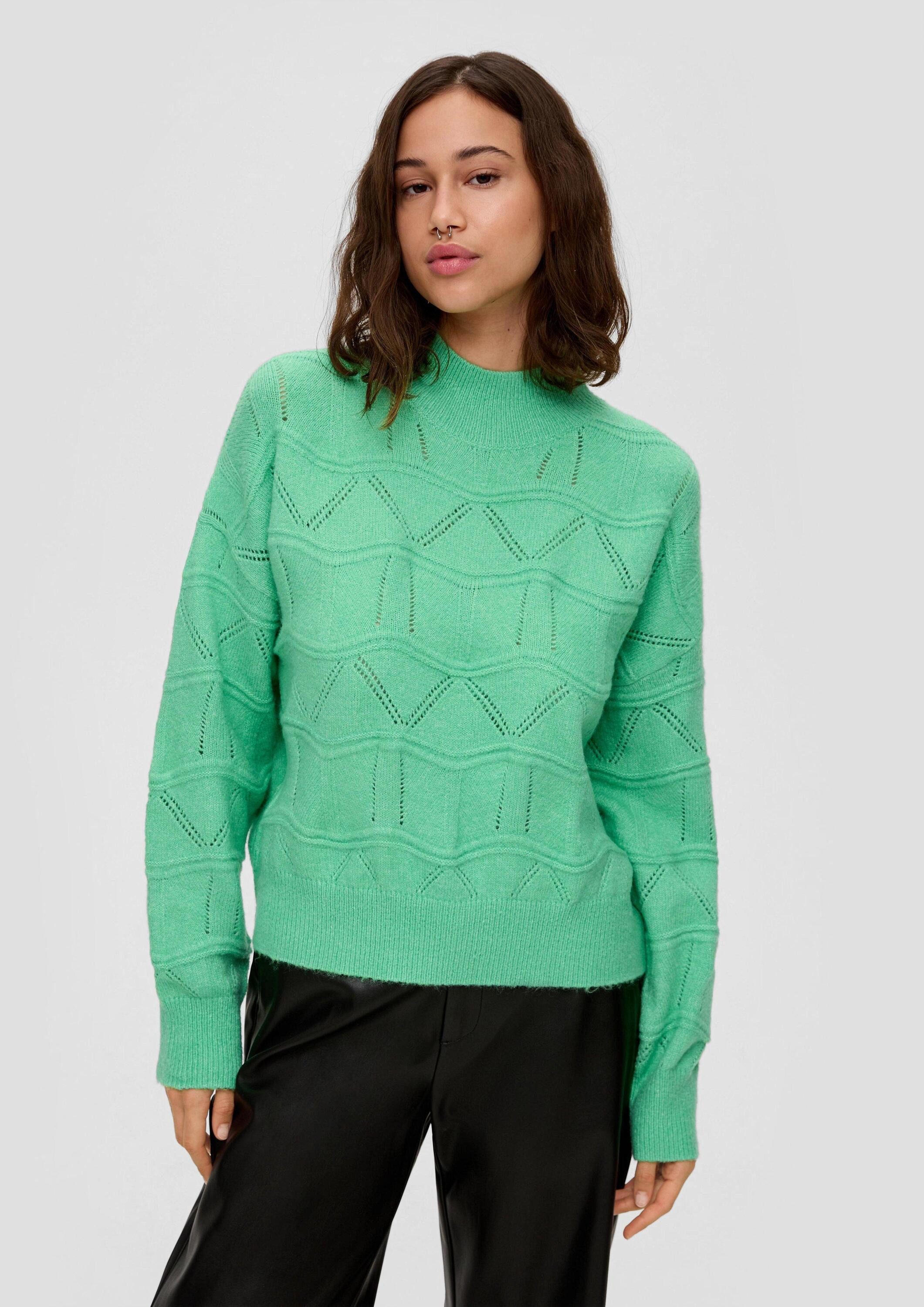 QS Longpullover Strickpullover Strickpullover mit Ajourmuster günstig online kaufen