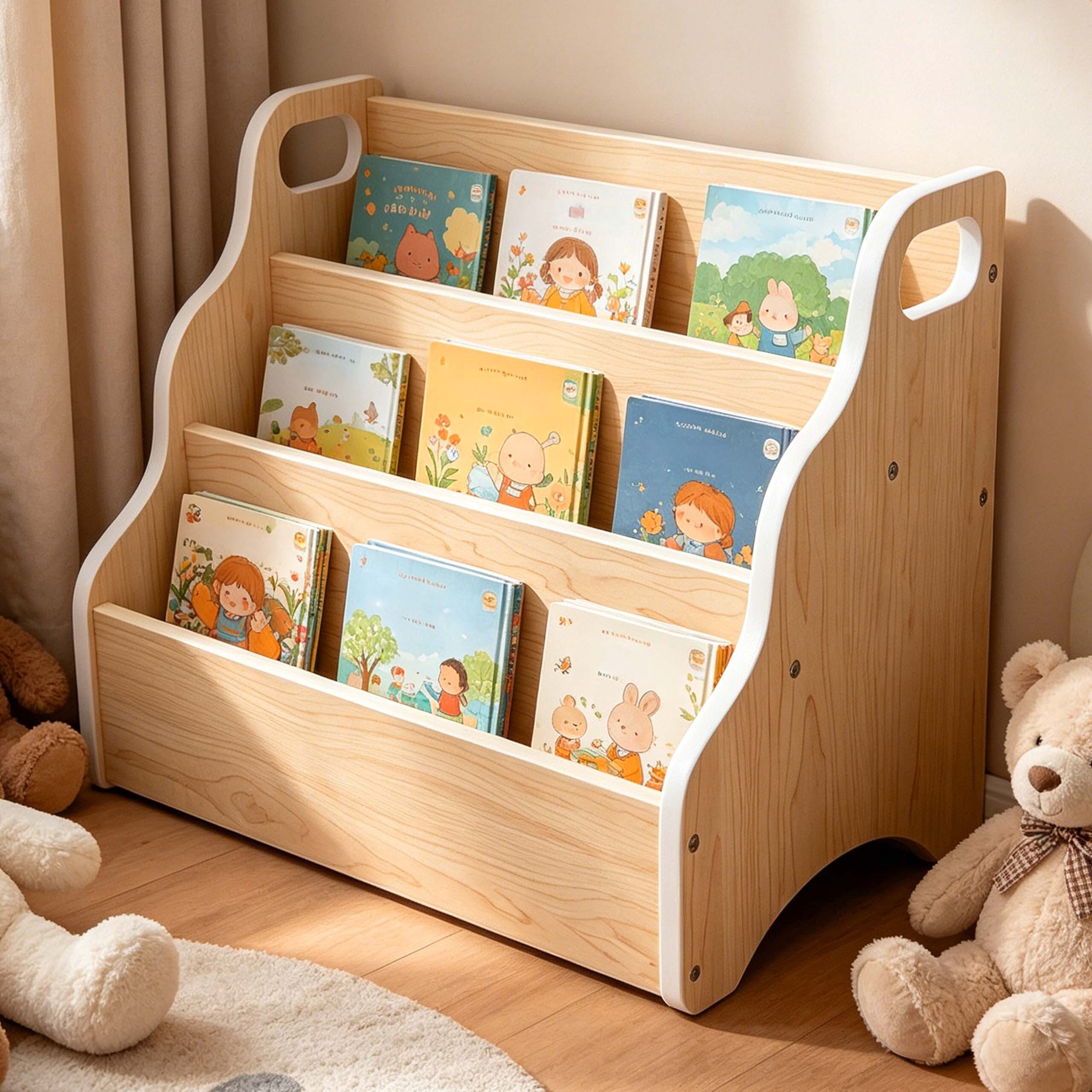 relaxdays Kinderregal Tragbares Kinder-Bücherregal Tisch