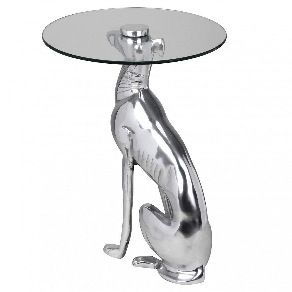 Lomadox Beistelltisch, Design B/H/T Figur Farbe ca. Aluminium aus Silber Deko 40/50/40cm DOG