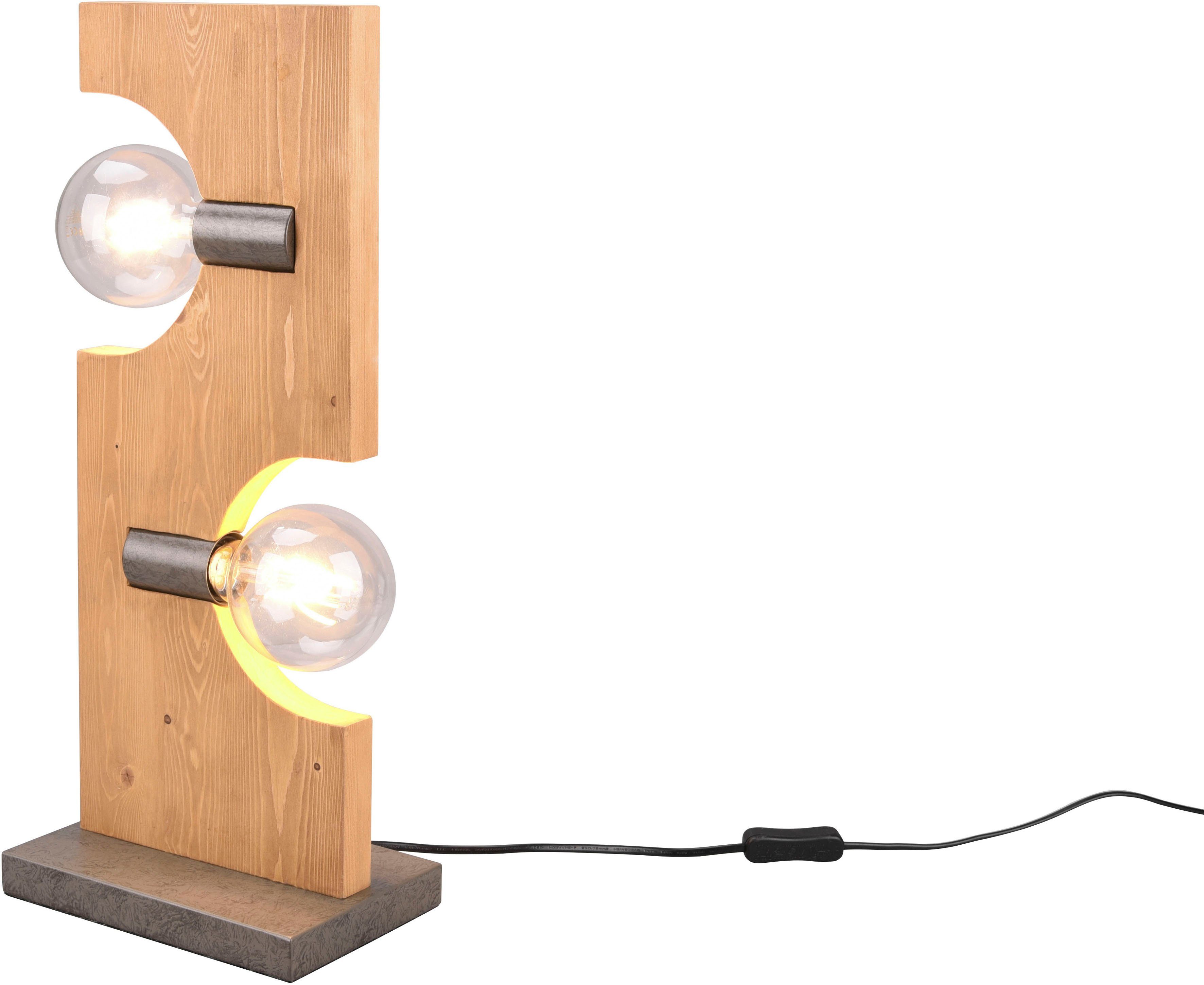 warmweiß Holz 10W, kaltweiß, TRIO Leuchtmittel, Leuchten naturbelassen Tischleuchte exkl. max Ein-/Ausschalter, 2xE27 - Schreibtischlampe ohne Schnurschalter, Tailor,