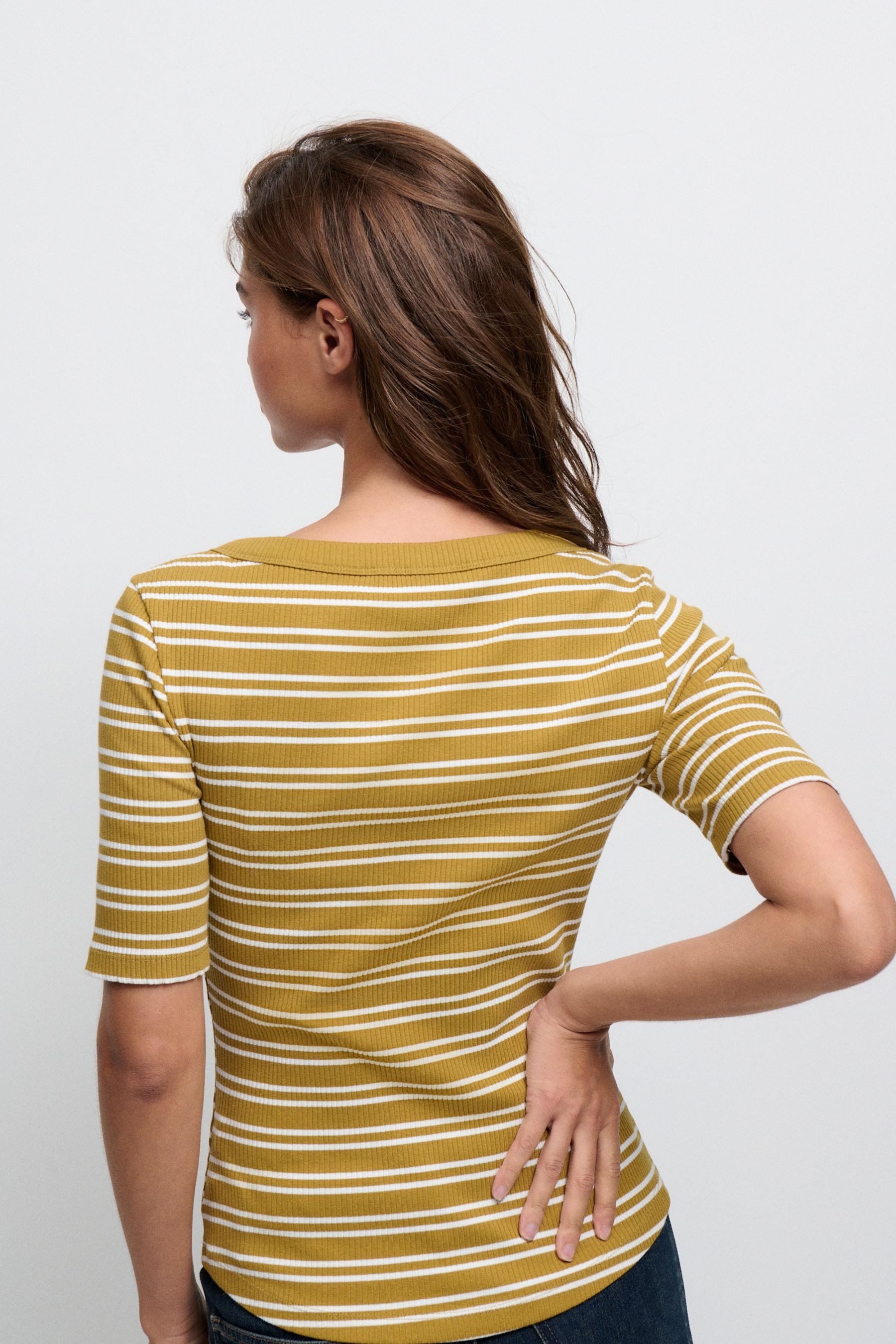 Next Henleyshirt Geripptes Henley-Kurzarmoberteil mit Knöpfen (1-tlg) günstig online kaufen