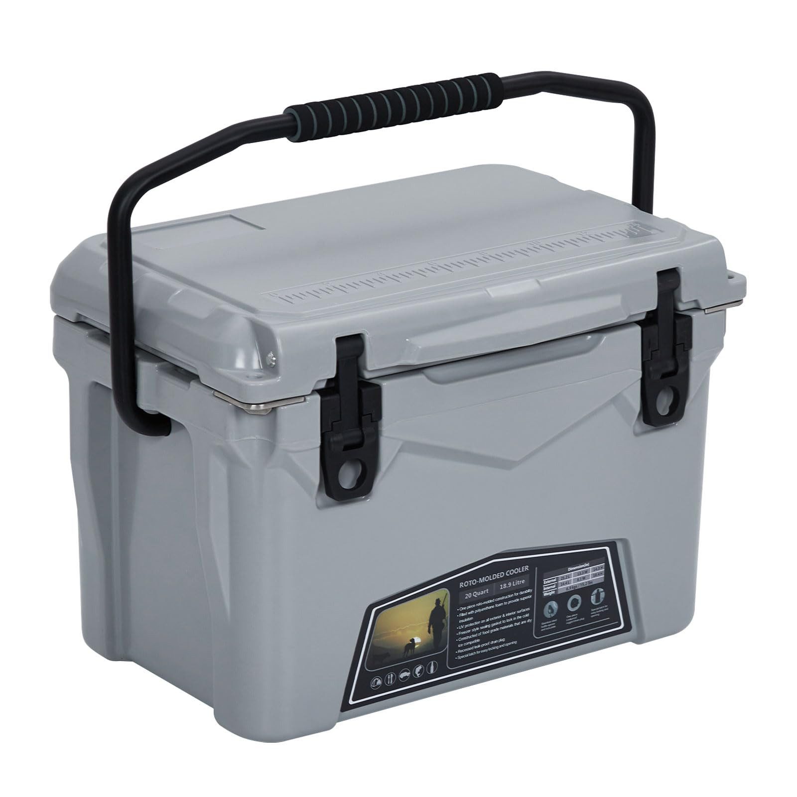 GarveeMore Thermobehälter 20L Groß Tragbare, isolierte Camping-Kühlbox Eiswürfelbehälter, PE, 54x34x36 cm, Aufbewahrungssystem, Kühlbox Eisbox Cooler Eis Thermobox
