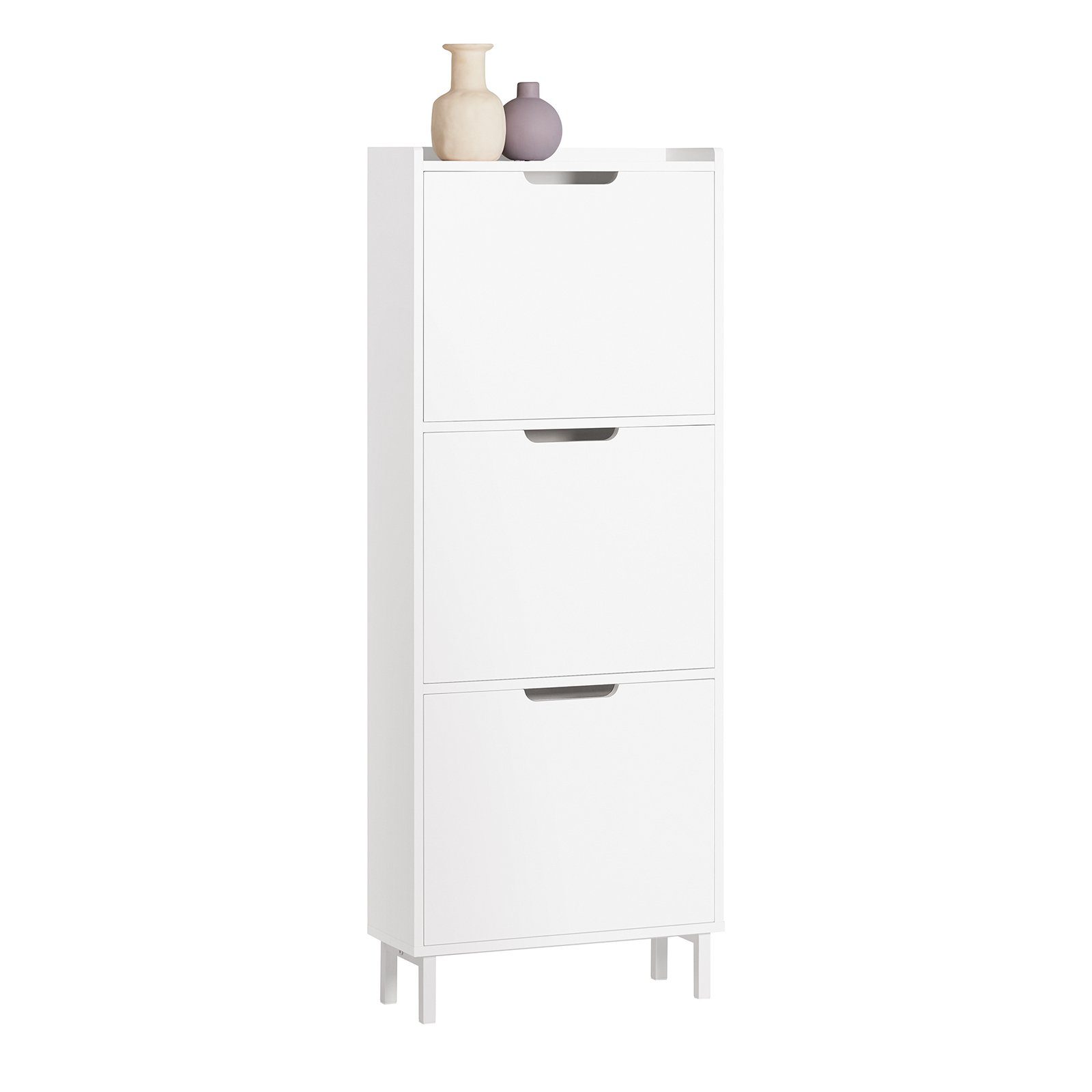 SoBuy Schuhkipper FSR151, Kommode Hoch, Flurschrank für Diele, Flur, Platzsparend, Schuhschrank mit Klappen Schuhregal schmal Schuhkommode Schuhablage