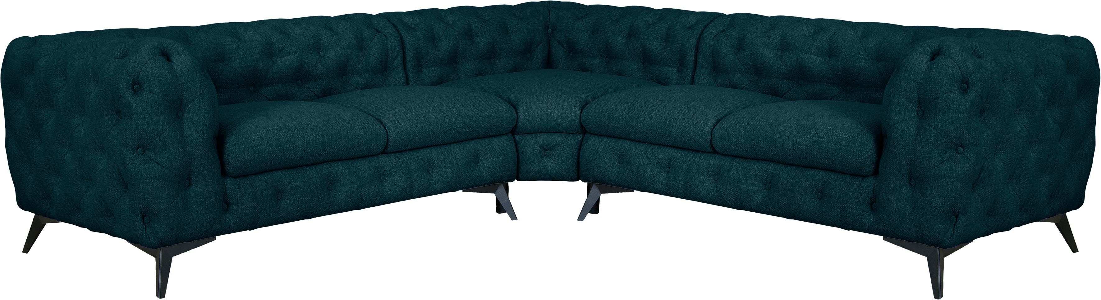 Leonique Chesterfield-Sofa "Ecksofa GLYNIS L-Form mit Wellenunterfederung, günstig online kaufen