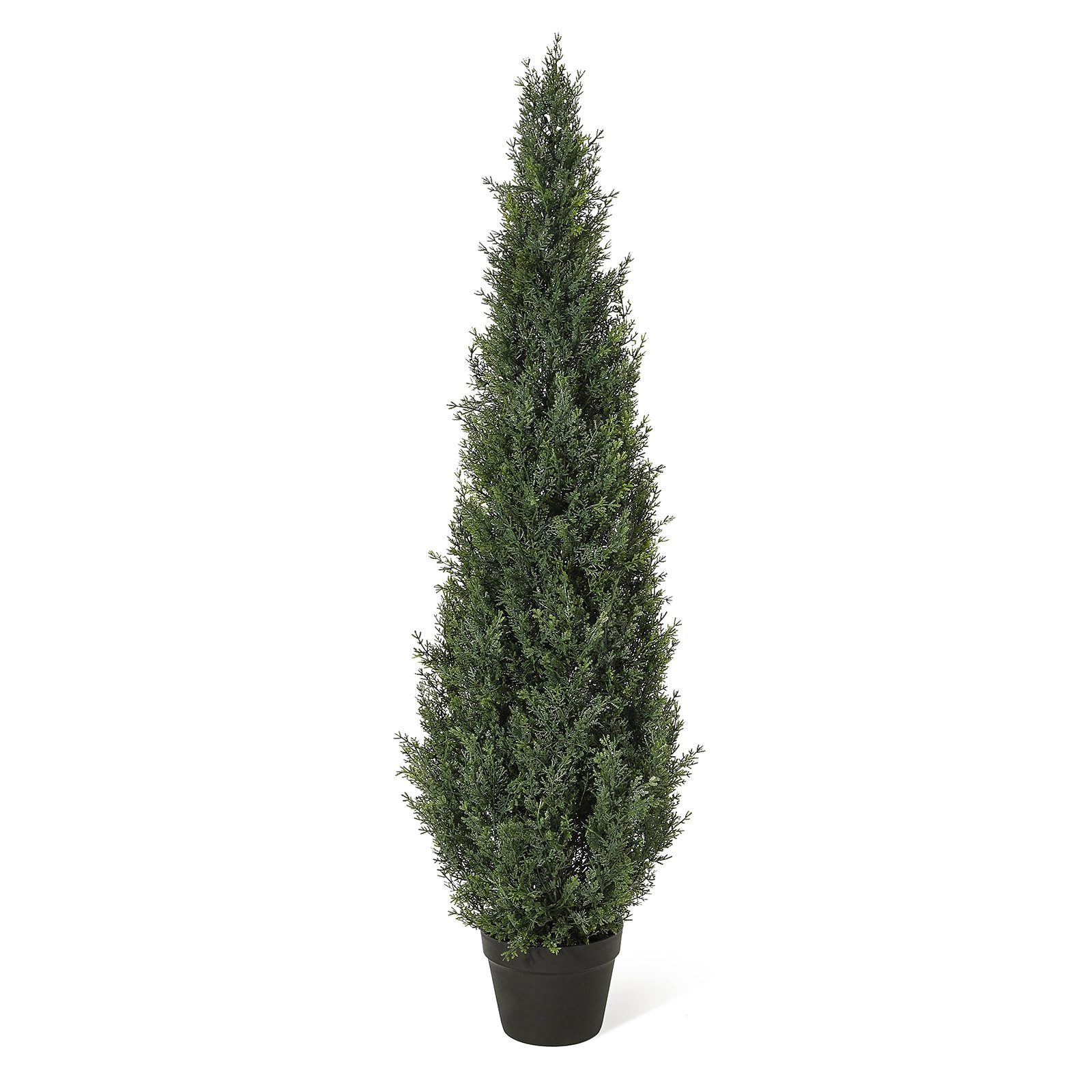 Kunstbaum künstliche Zeder künstlicher Strauch UV-beständiges Topfpflanze-1/2pcs, GarveeMore, Höhe 120 cm