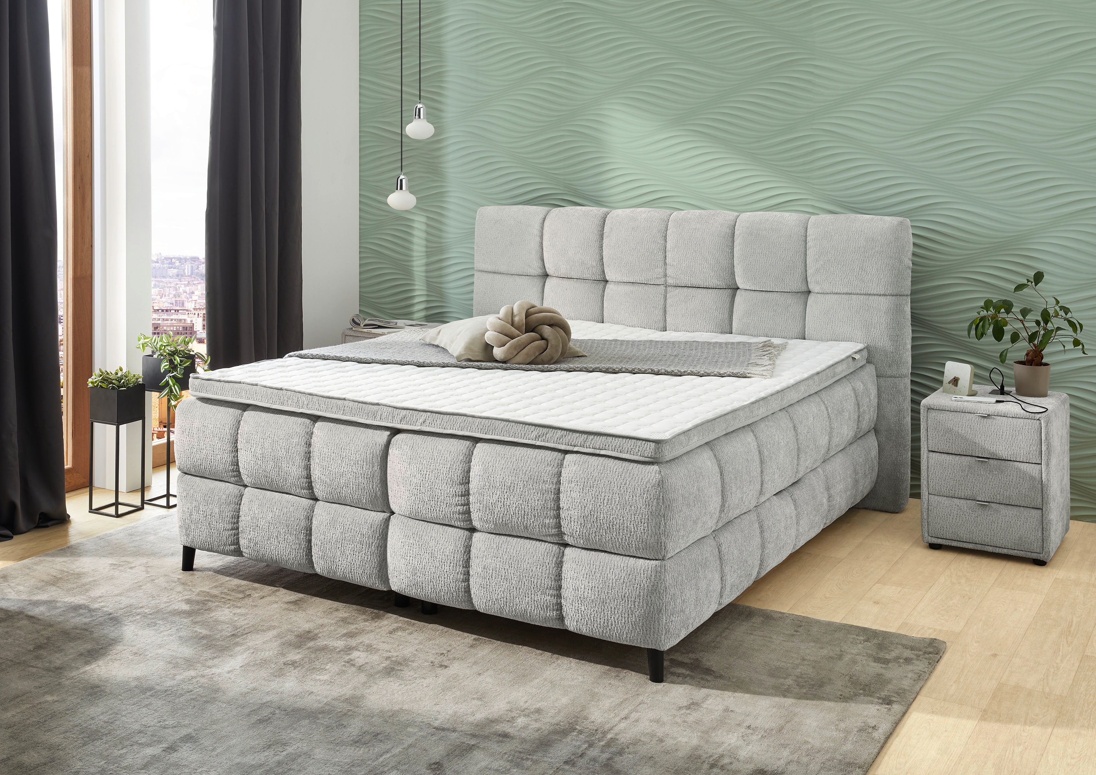 Jockenhöfer Gruppe Boxbett Molly in der Breite 180cm, inkl. Bettkasten, 7-Zonen-TTFK-Matratze, Kaltschaum-Topper, verschiedenen Farben