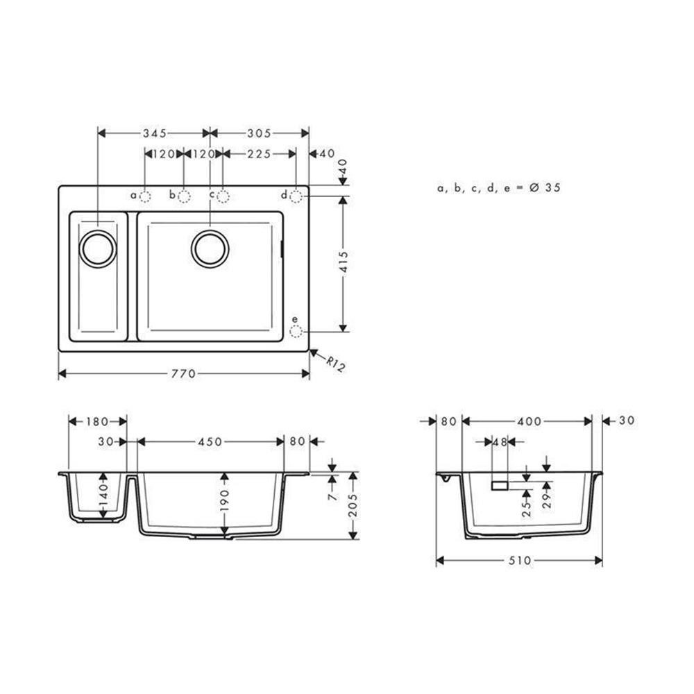hansgrohe Granitspüle hansgrohe 180/450 S510-F635, 0/0 cm