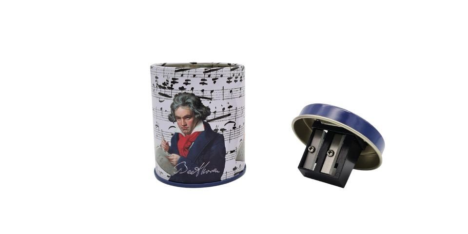Thumbnail - Fridolin Anspitzer Komponisten-Doppelspitzer-Runddose Beethoven, Doppelspitzer-Runddose aus Metall, Ludwig van Beethoven