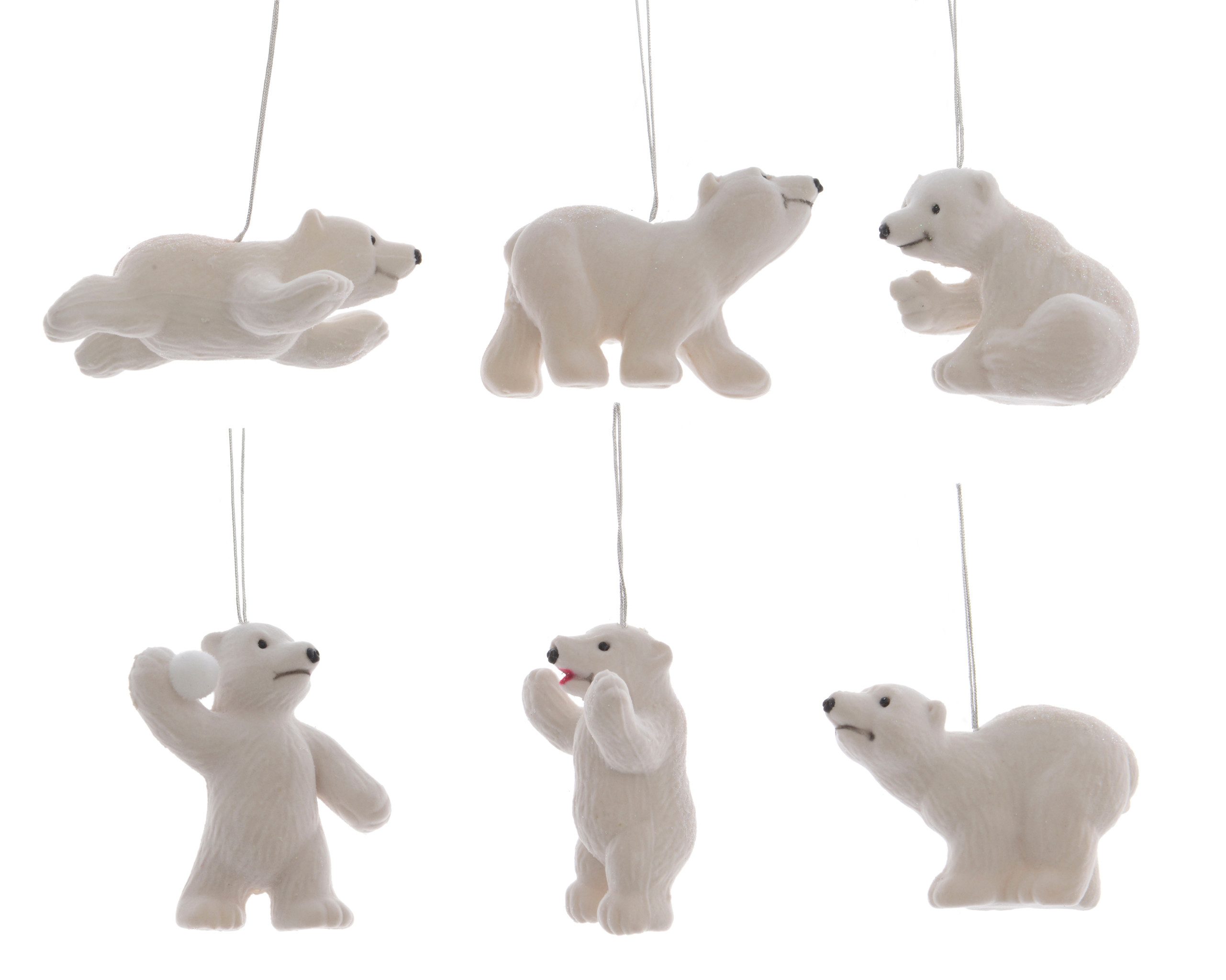 Kaemingk Christbaumspitze, Anhänger Mix Eisbären Kunststoff 8.5cm, 6er Set