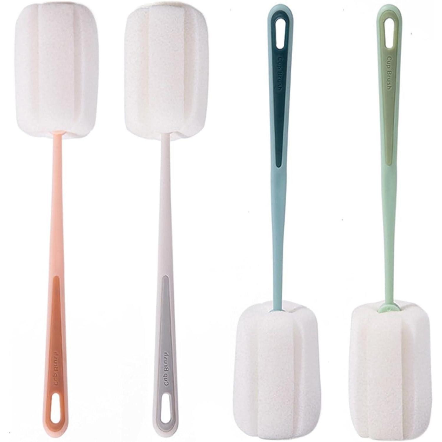 LuxusKollektion Reinigungsbürste Flaschenbürste Schwamm 4er Set mit Stiel, (4-tlg)