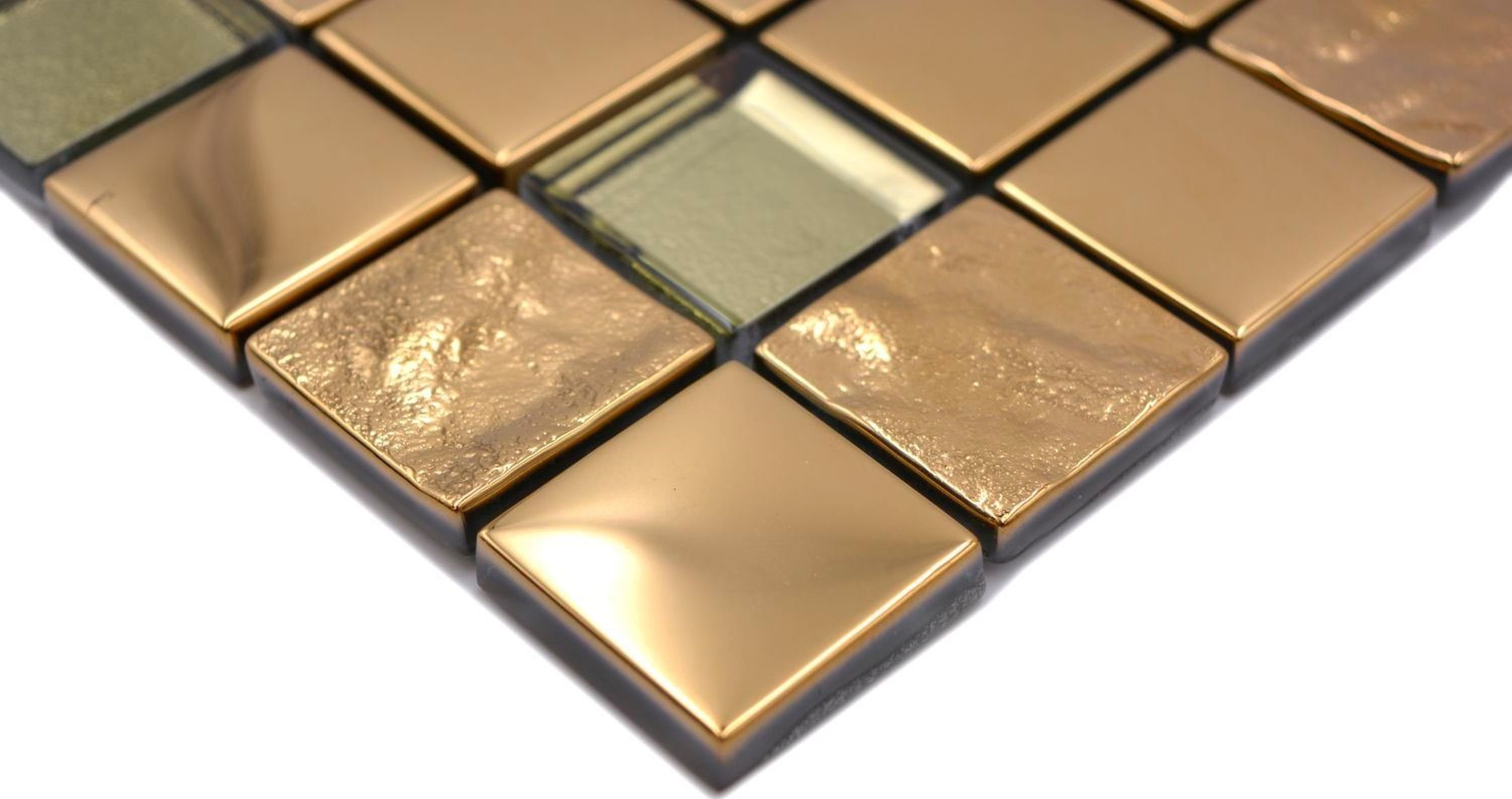 Mosani Mosaikfliesen Glasmosaik Mosaikfliese electroplated gold