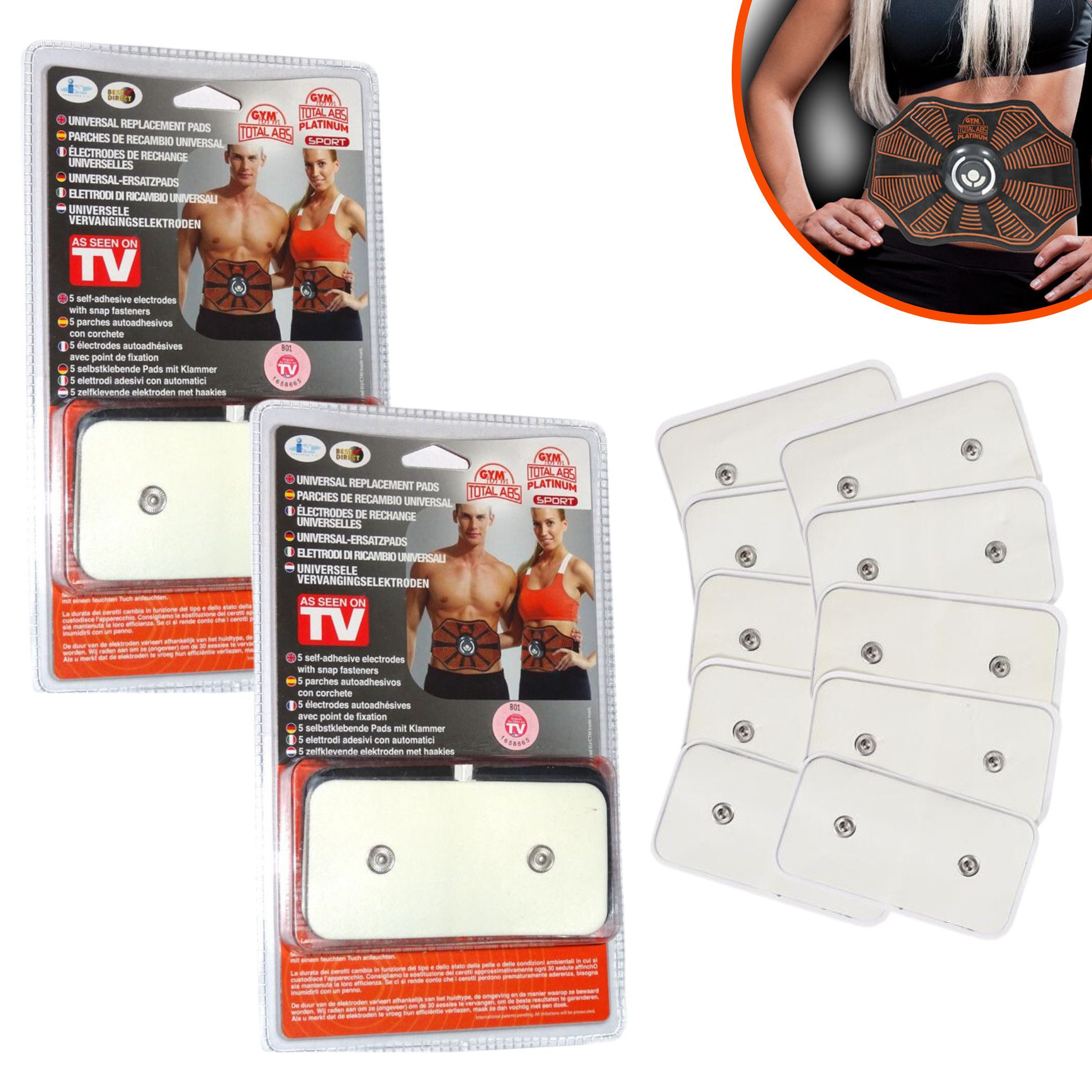 EMS-Bauchmuskeltrainer Total Abs Platinum Ersatzpads